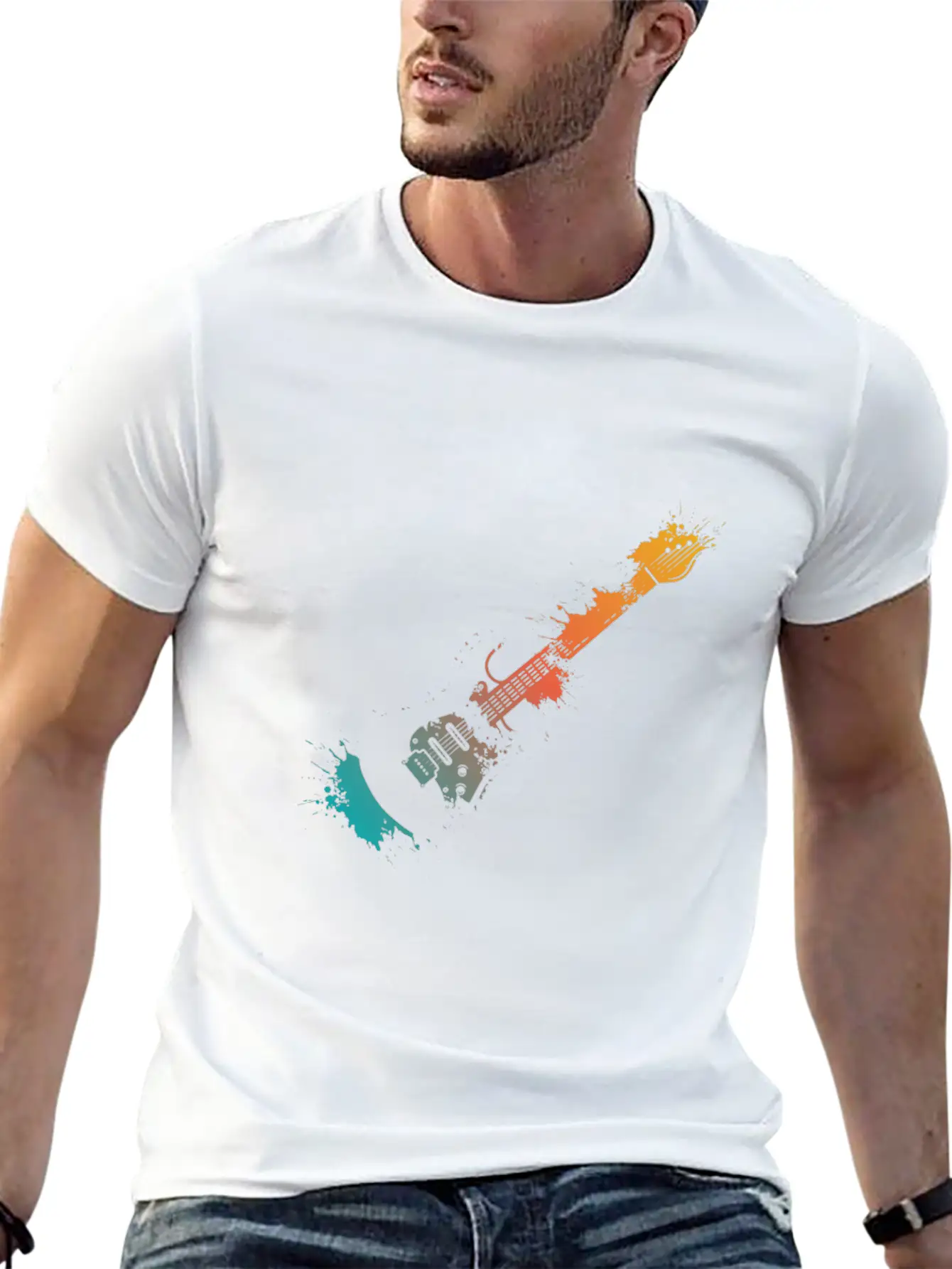 Electric Guitar Splash Essential Unisex Summer Tee – Soft Cotton Casual Fit