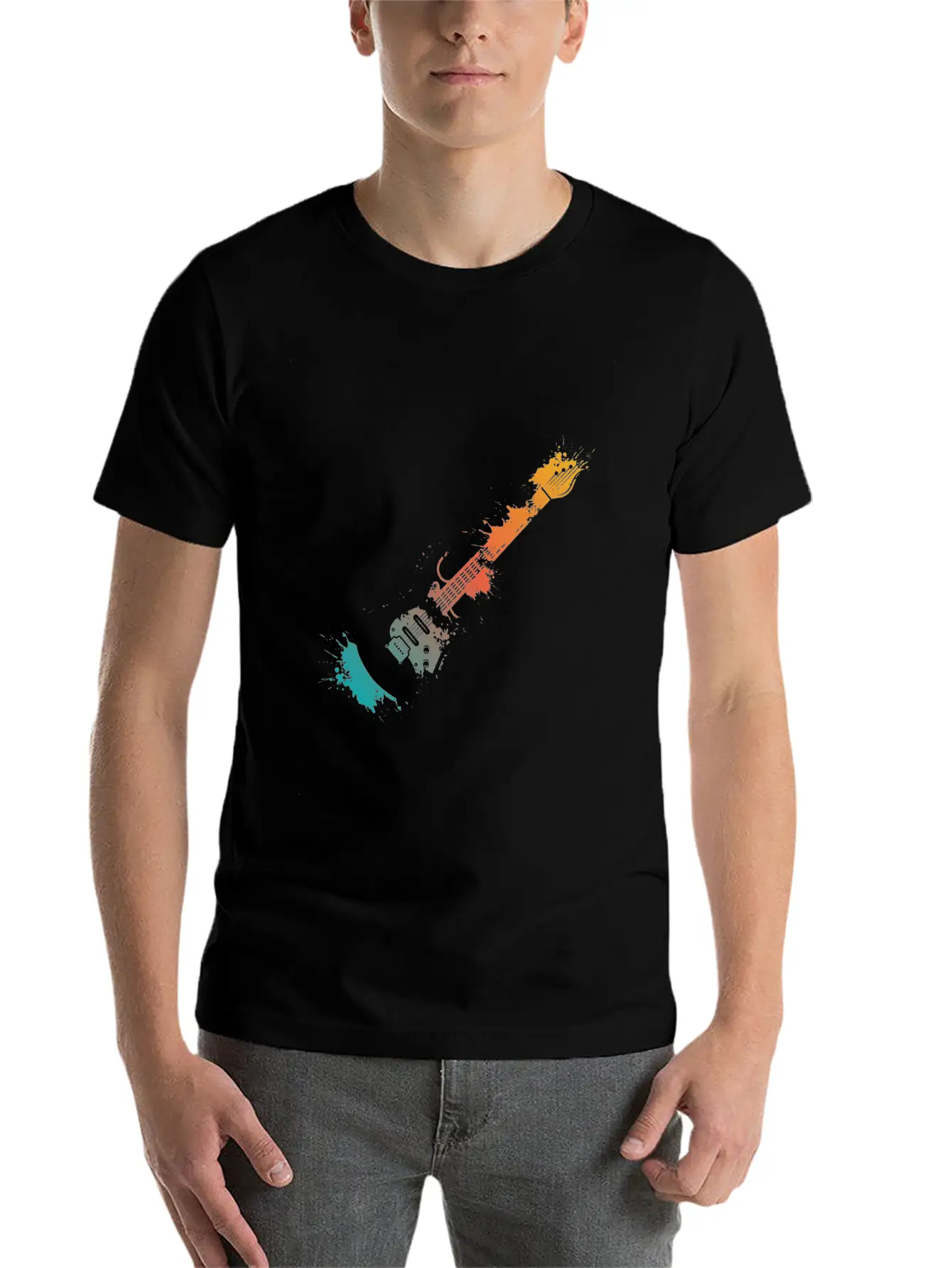 Electric Guitar Splash Essential Unisex Summer Tee – Soft Cotton Casual Fit