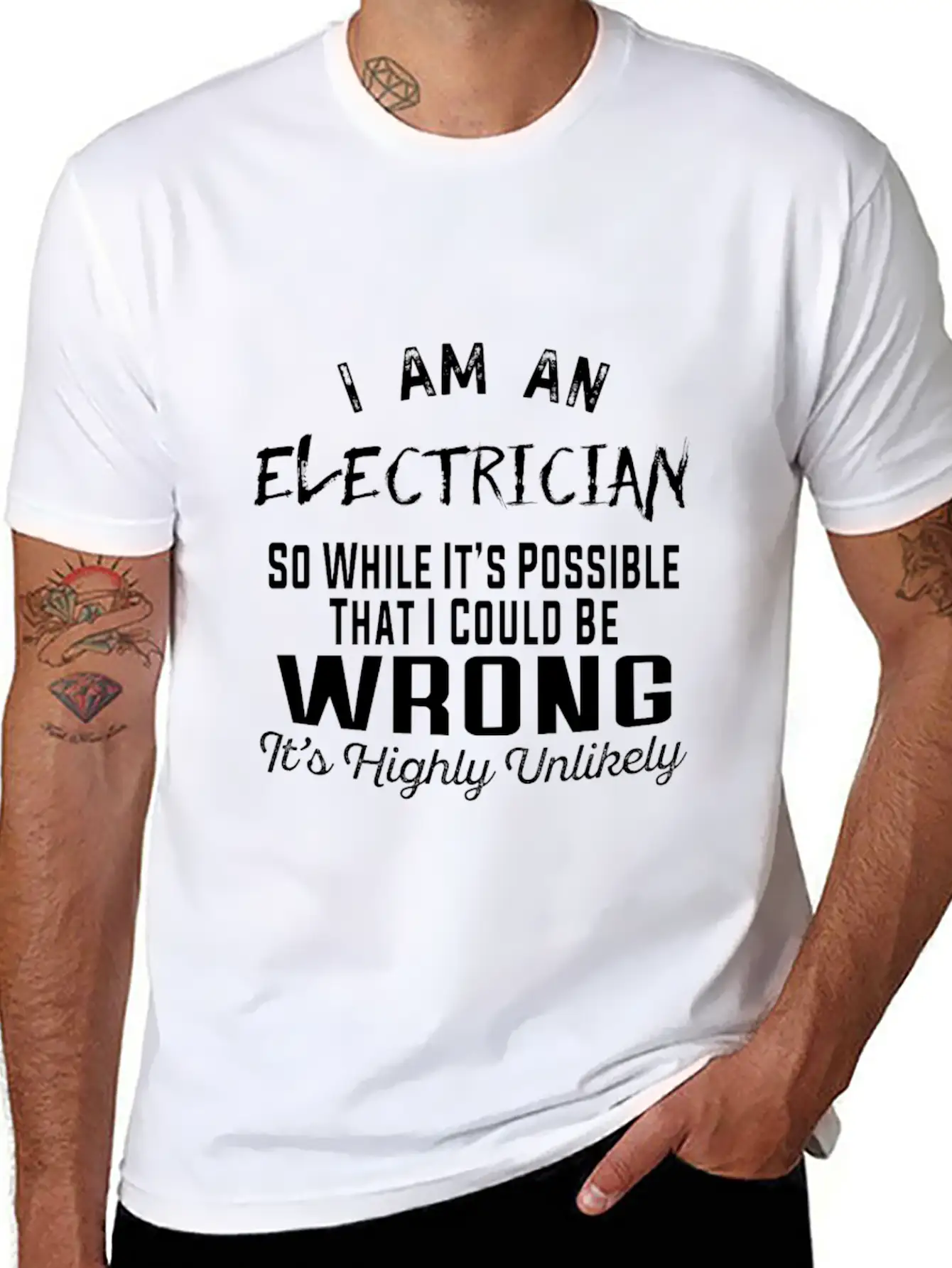 Electrician - Electrician It's Highly Unlikely T Essential Unisex Summer Tee – Soft Cotton Casual Fit