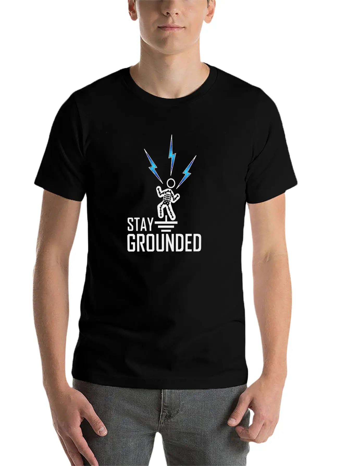 Electrician Engineer Stay Grounded T-Shirt Thunder Basic Graphic T-Shirt – Daily Comfort In Soft Cotton