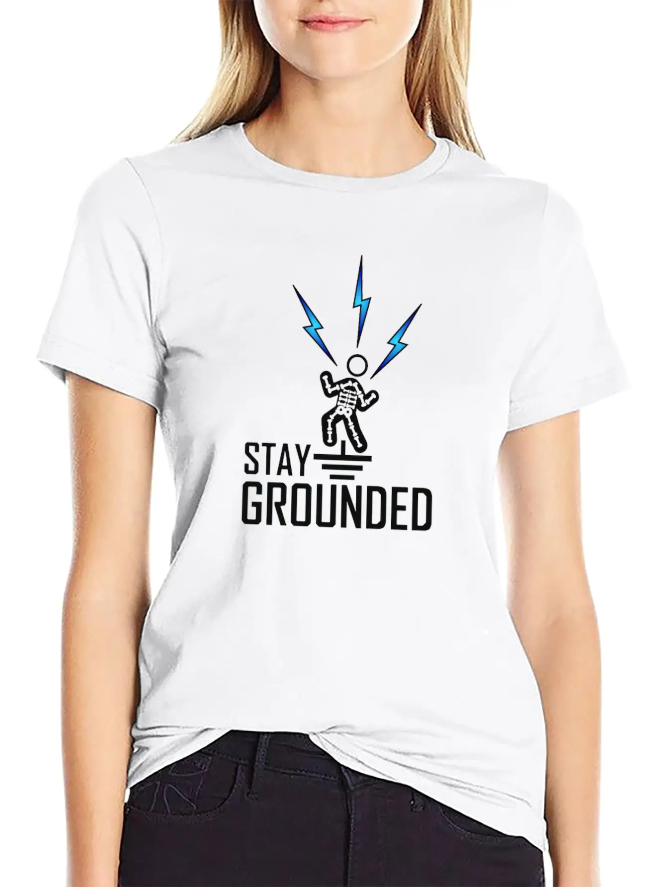 Electrician Engineer Stay Grounded T-Shirt Thunder Basic Graphic T-Shirt – Daily Comfort In Soft Cotton