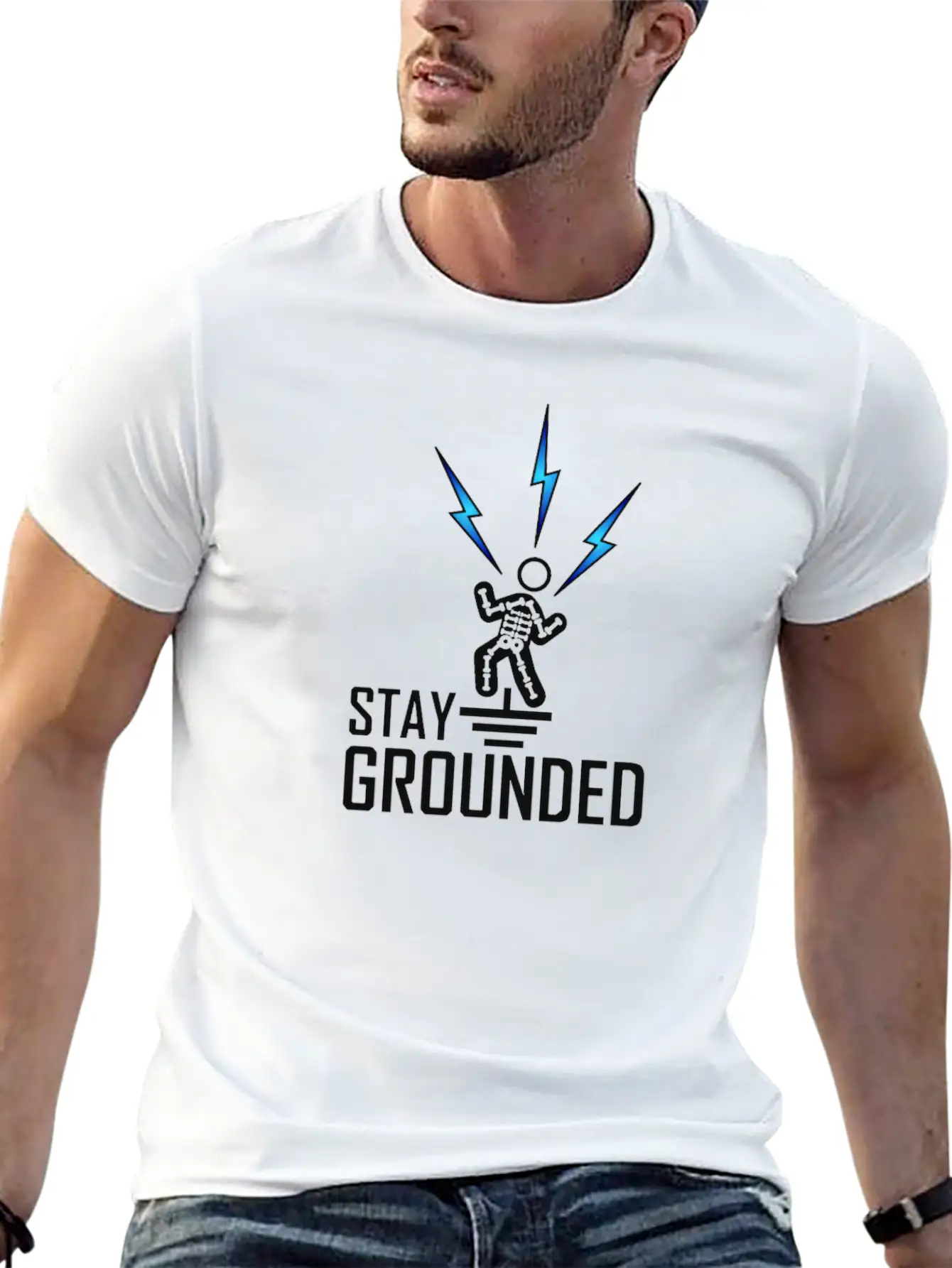 Electrician Engineer Stay Grounded T-Shirt Thunder Basic Graphic T-Shirt – Daily Comfort In Soft Cotton