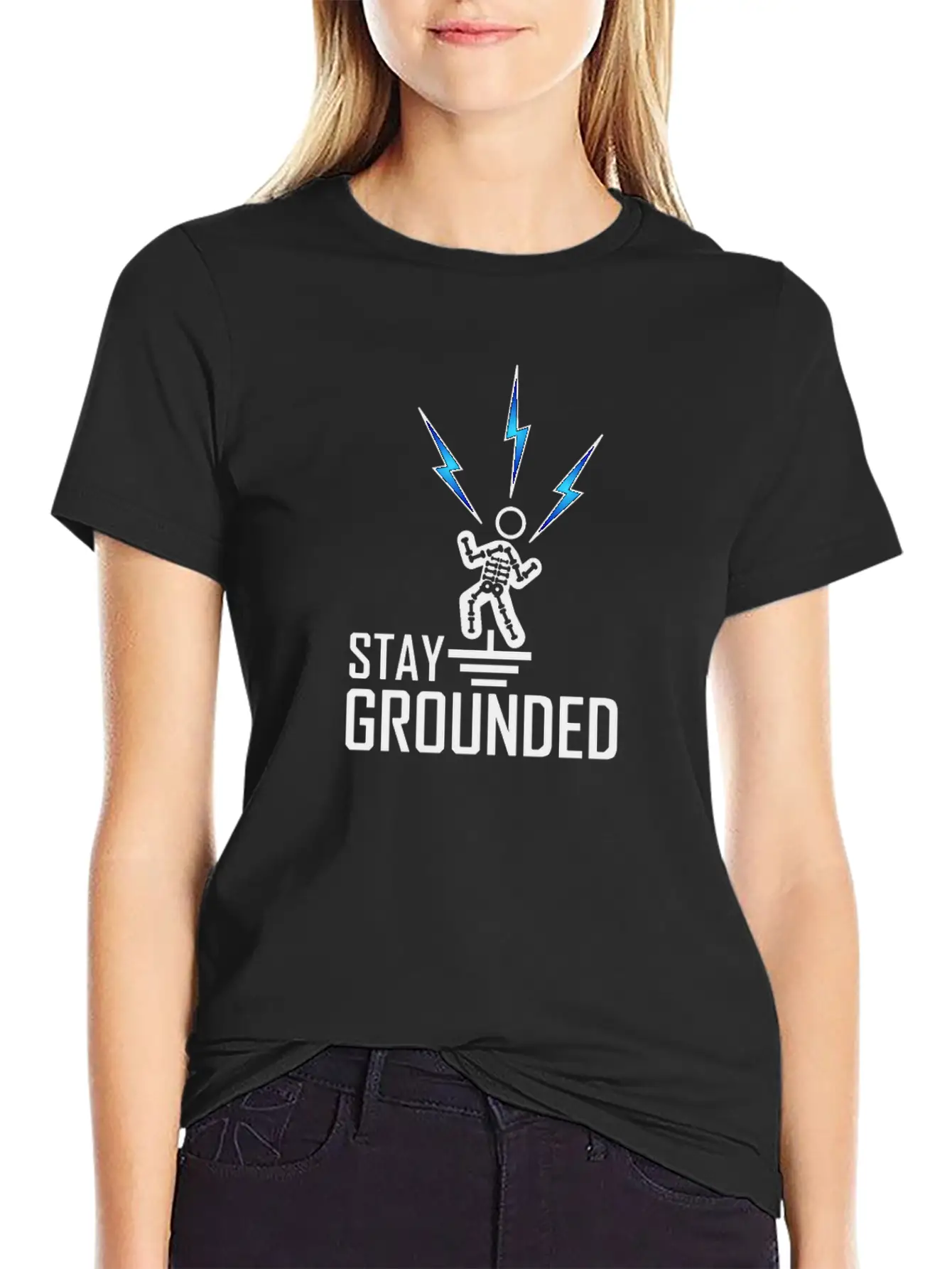 Electrician Engineer Stay Grounded T-Shirt Thunder Basic Graphic T-Shirt – Daily Comfort In Soft Cotton
