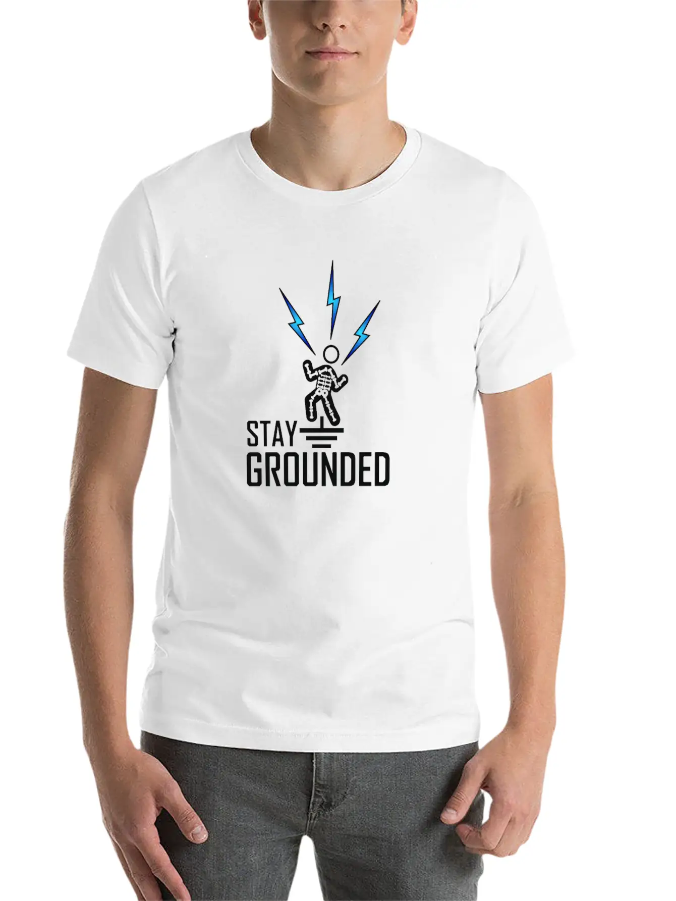 Electrician Engineer Stay Grounded T-Shirt Thunder Basic Graphic T-Shirt – Daily Comfort In Soft Cotton
