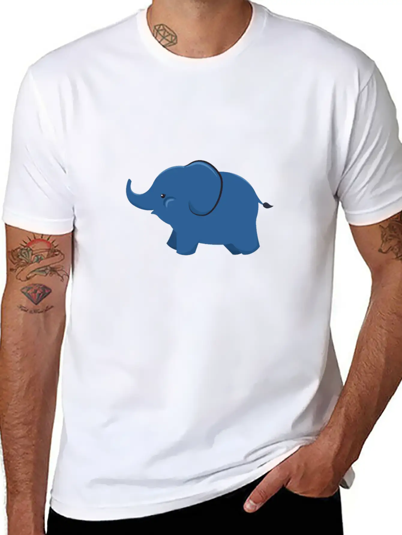Elephant - Cute Elephant Design Unisex Short Sleeve Soft Cotton T-Shirt – Casual Everyday Wear