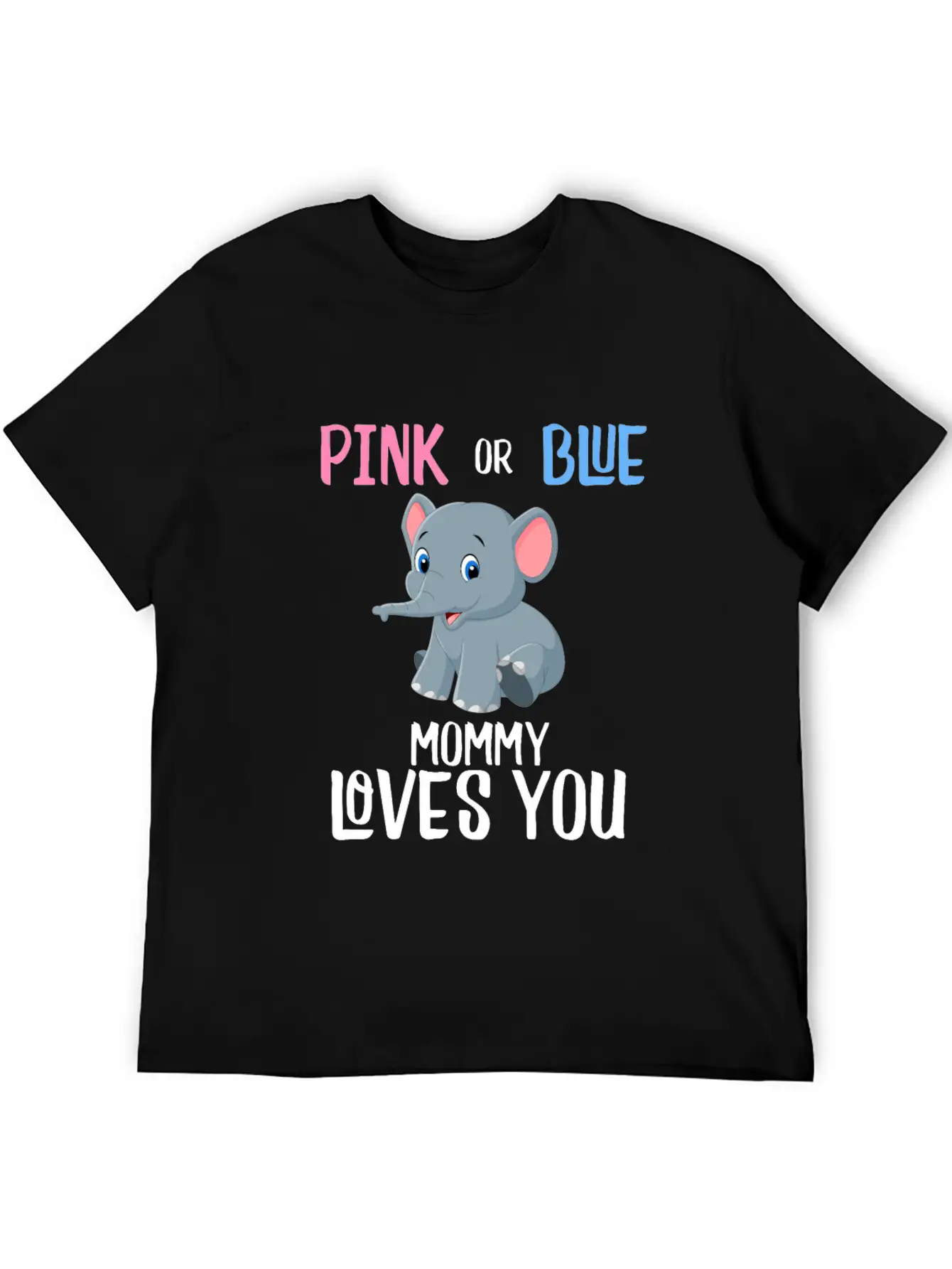 Elephant Gender Reveal Mommy Mom Baby Unisex Short Sleeve Soft Cotton T-Shirt – Casual Everyday Wear