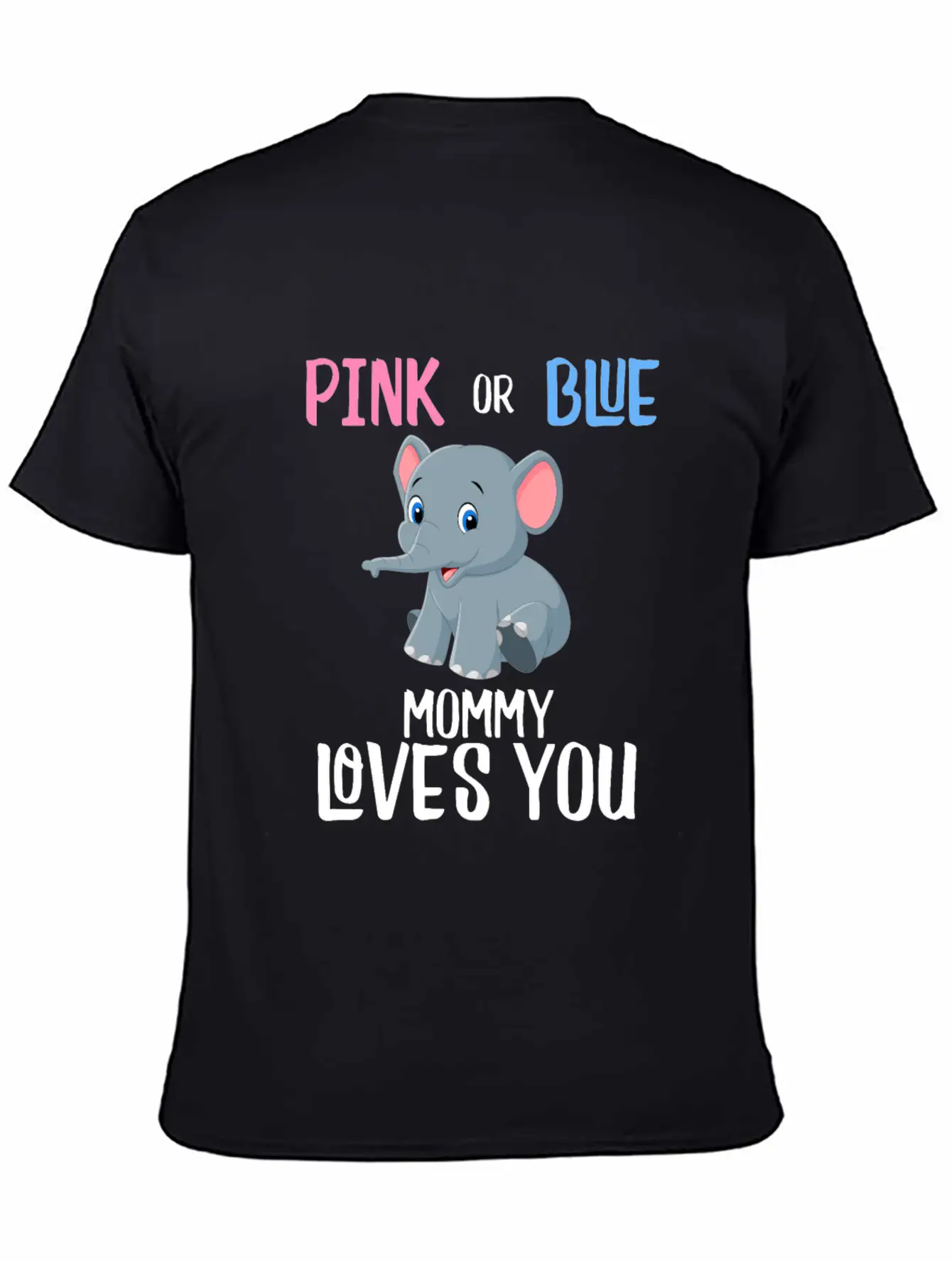 Elephant Gender Reveal Mommy Mom Baby Unisex Short Sleeve Soft Cotton T-Shirt – Casual Everyday Wear