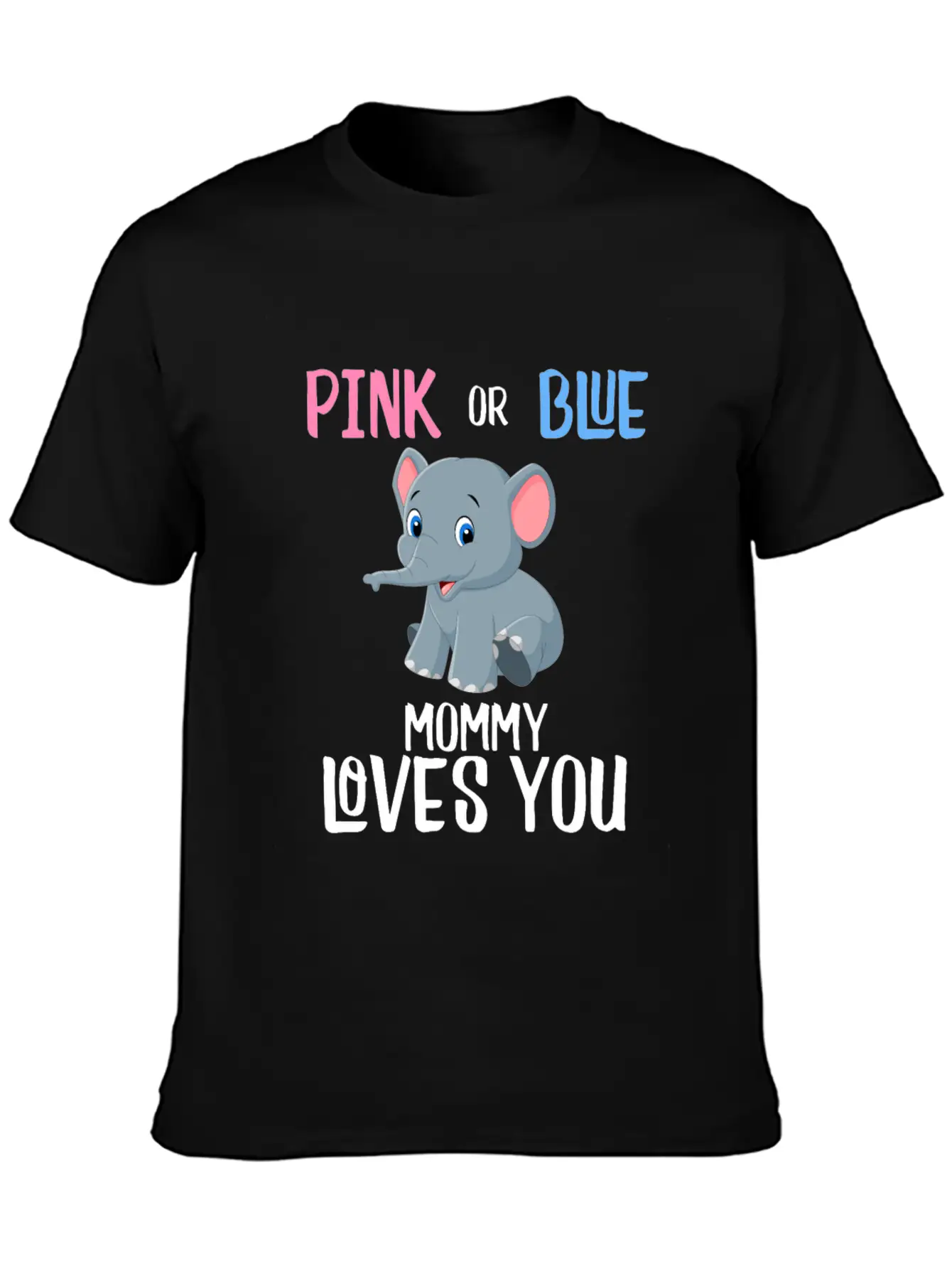 Elephant Gender Reveal Mommy Mom Baby Unisex Short Sleeve Soft Cotton T-Shirt – Casual Everyday Wear