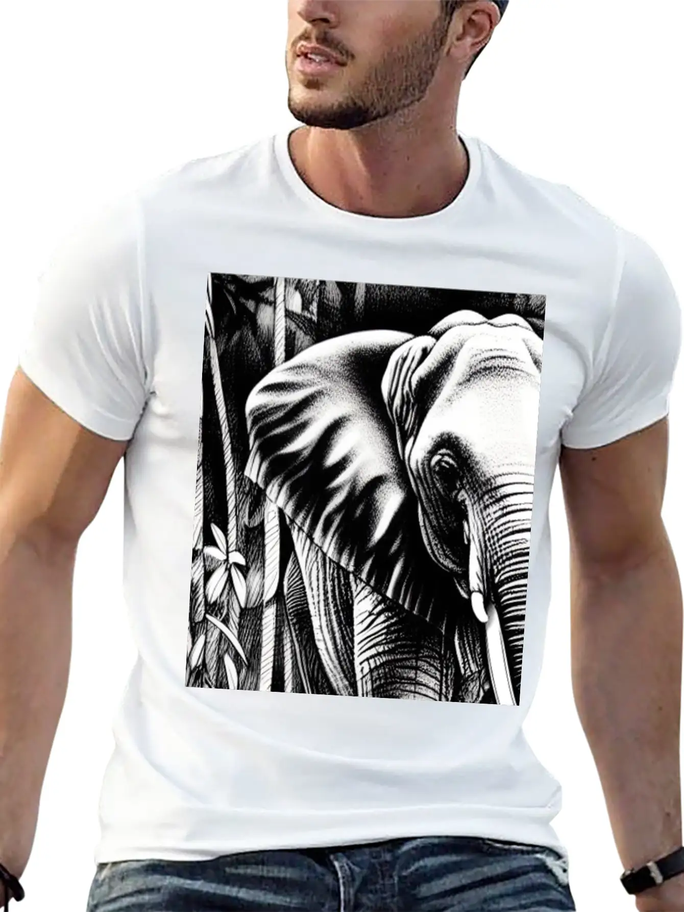 Elephant In The Jungle Stylish Everyday T-Shirt – Unisex Basic Cotton Tee