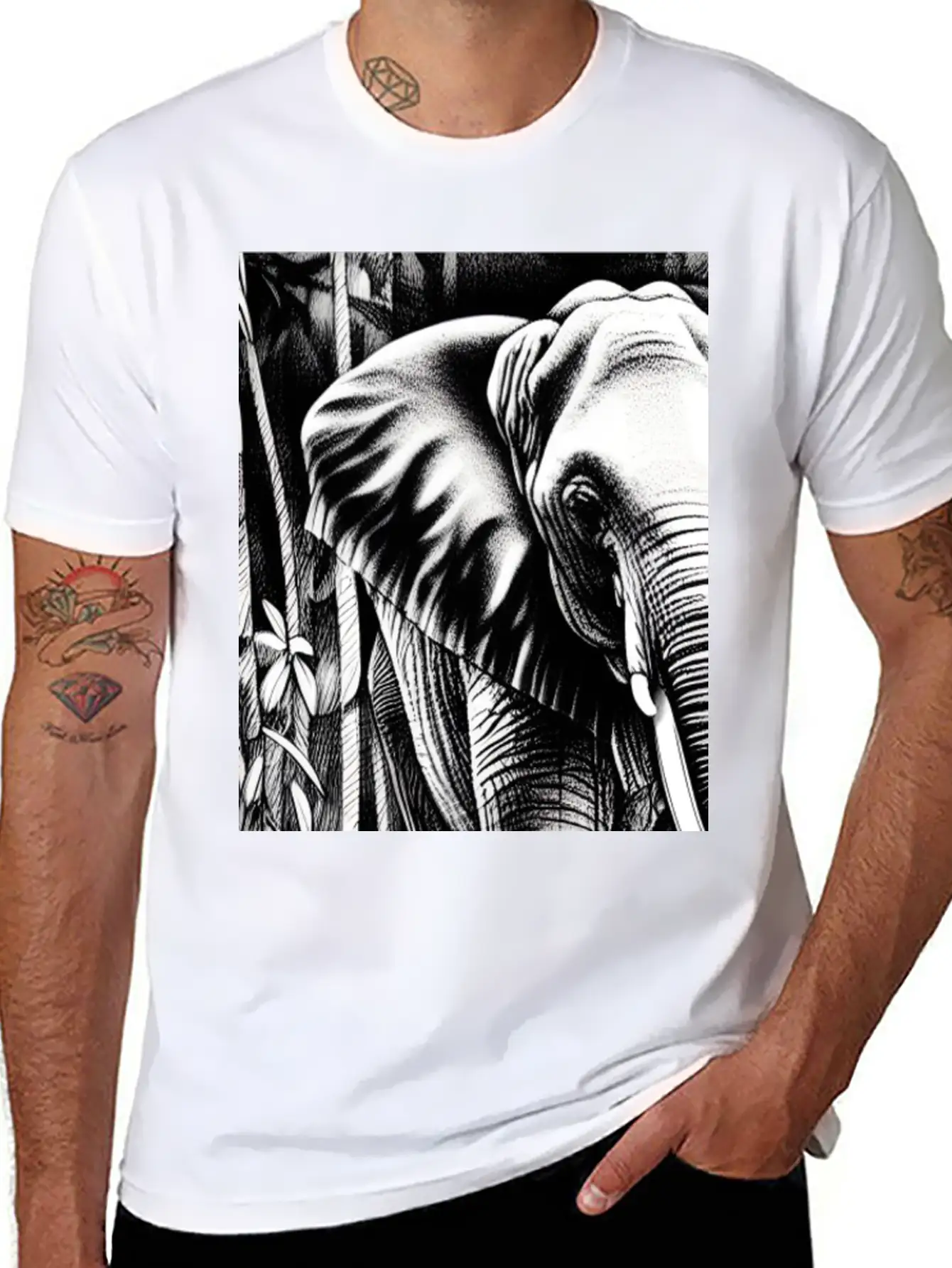 Elephant In The Jungle Stylish Everyday T-Shirt – Unisex Basic Cotton Tee