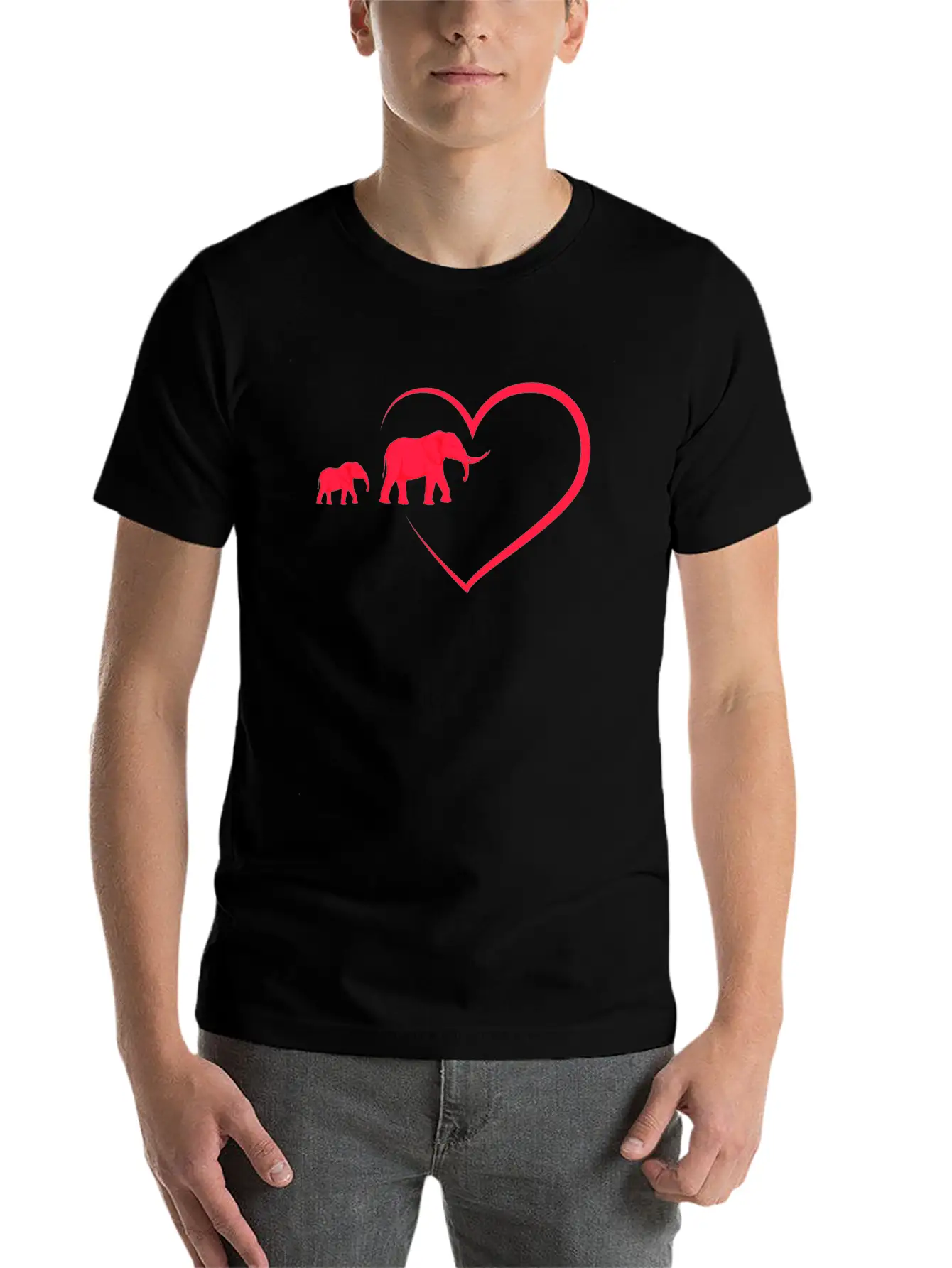 Elephant ,Inkblot Elephants,Heart And 2 Elephants Essential Unisex Summer Tee – Soft Cotton Casual Fit