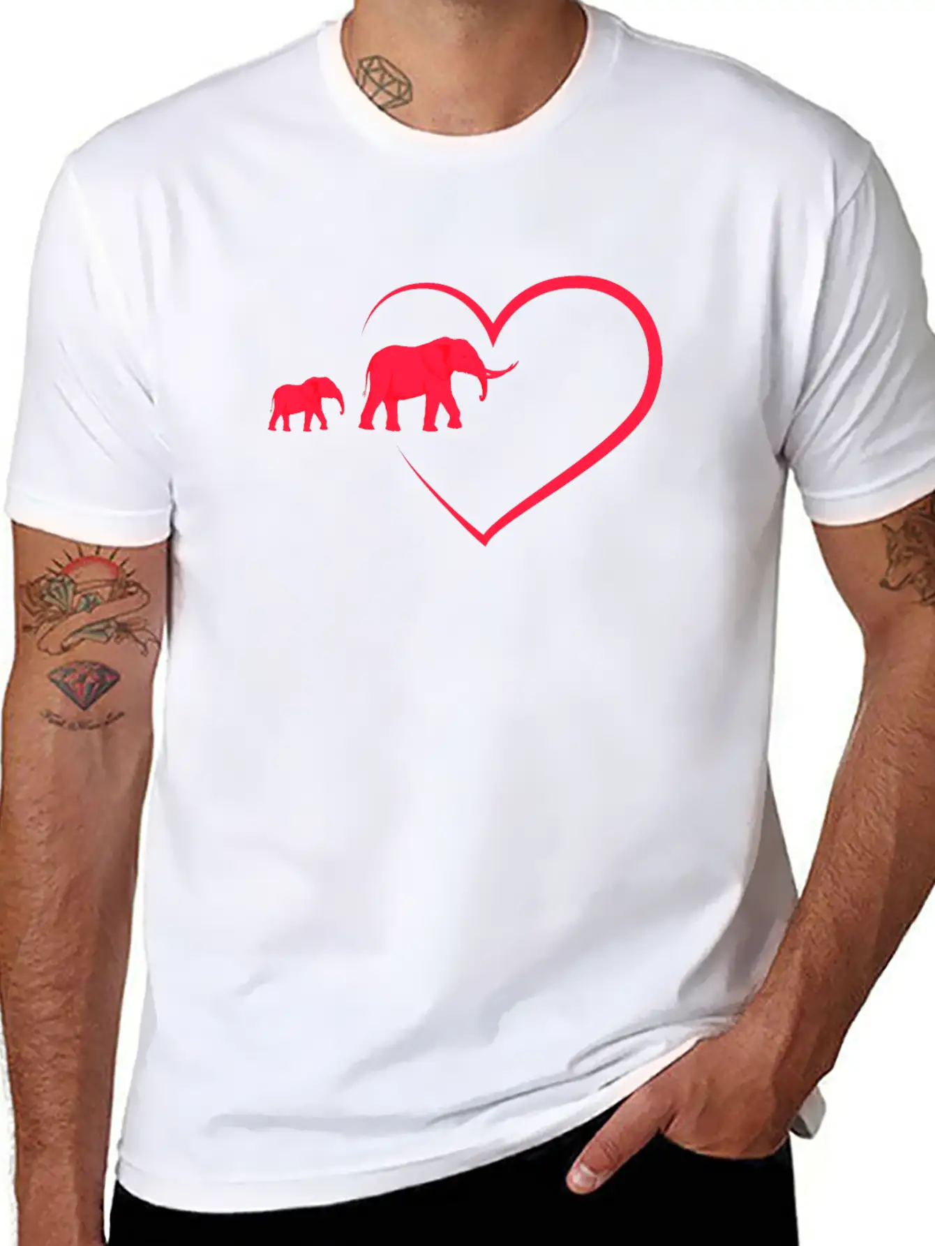 Elephant ,Inkblot Elephants,Heart And 2 Elephants Essential Unisex Summer Tee – Soft Cotton Casual Fit