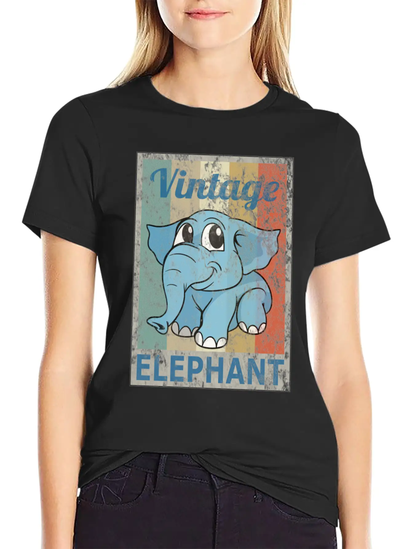 Elephant Vintage Retro Style Grunge Stylish Everyday T-Shirt – Unisex Basic Cotton Tee