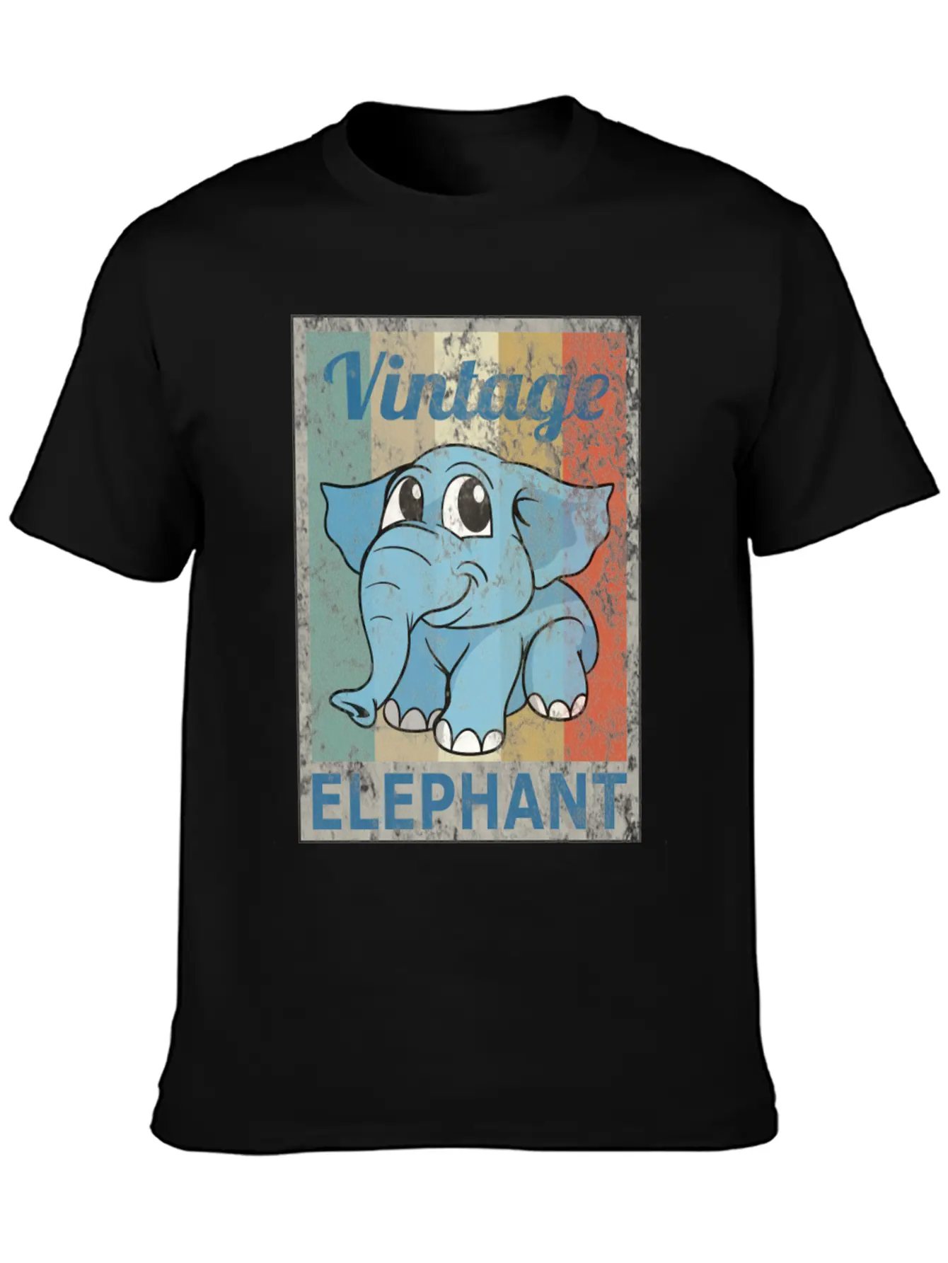 Elephant Vintage Retro Style Grunge Stylish Everyday T-Shirt – Unisex Basic Cotton Tee