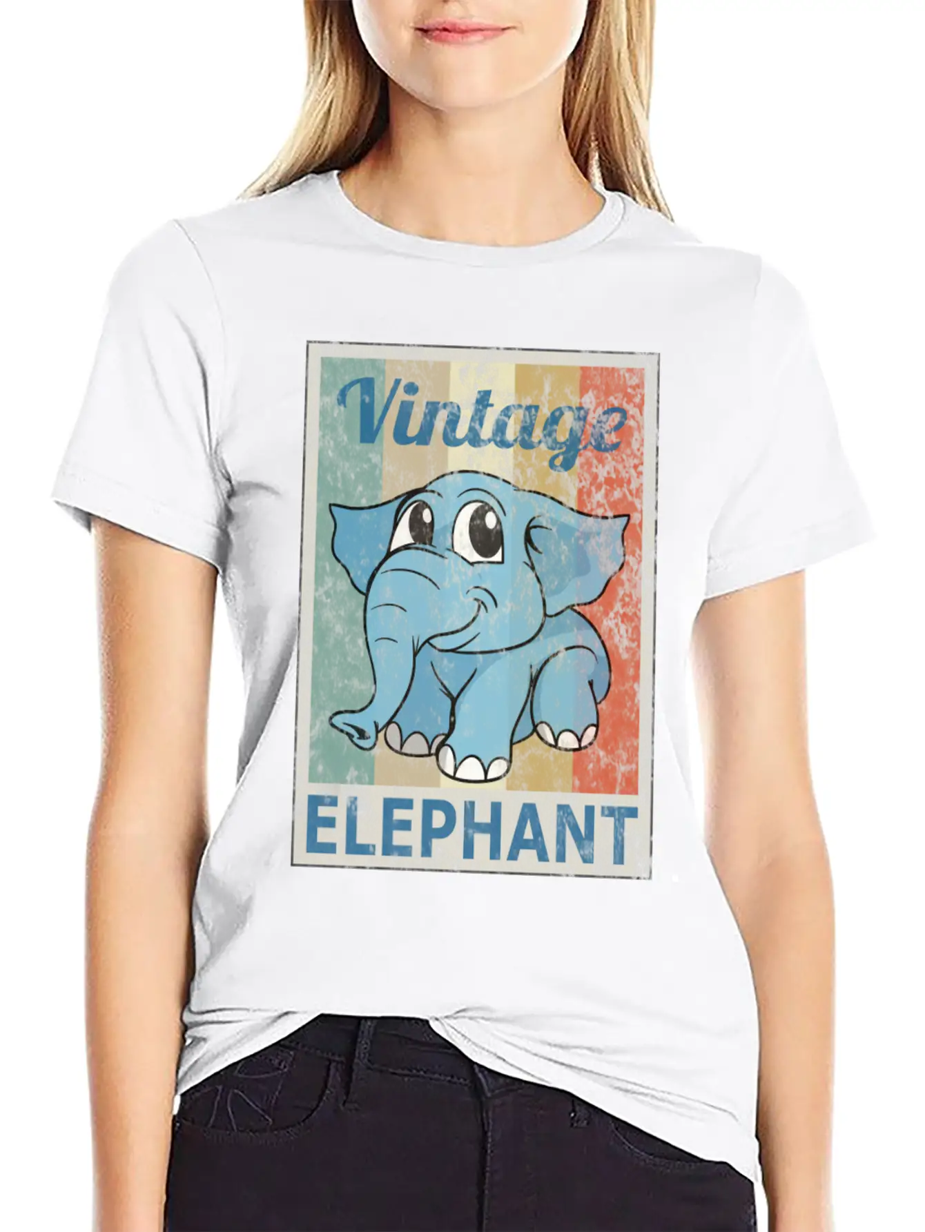 Elephant Vintage Retro Style Grunge Stylish Everyday T-Shirt – Unisex Basic Cotton Tee