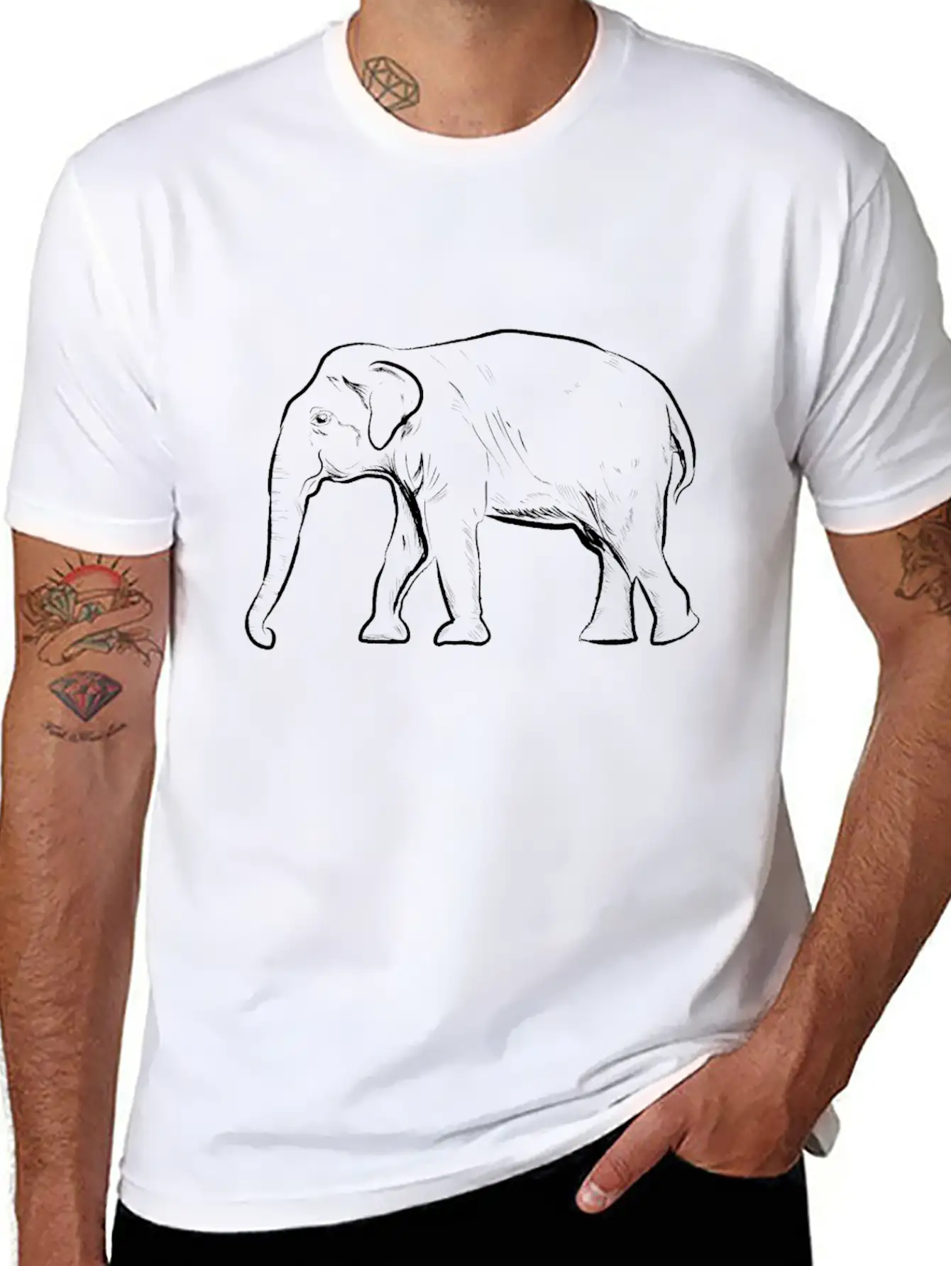 Elephants Art Illustration Gift Elephant Unisex Casual T-Shirt – Clean Design For Daily Comfort