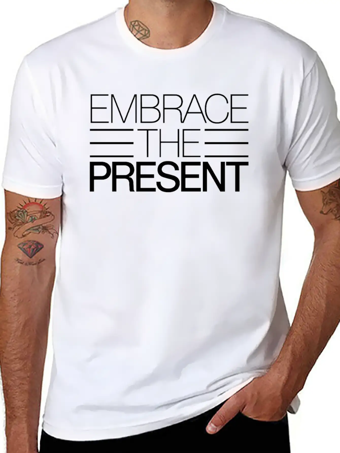 Embrace The Present Inspiring Spirituality Quote Basic Graphic T-Shirt – Daily Comfort In Soft Cotton