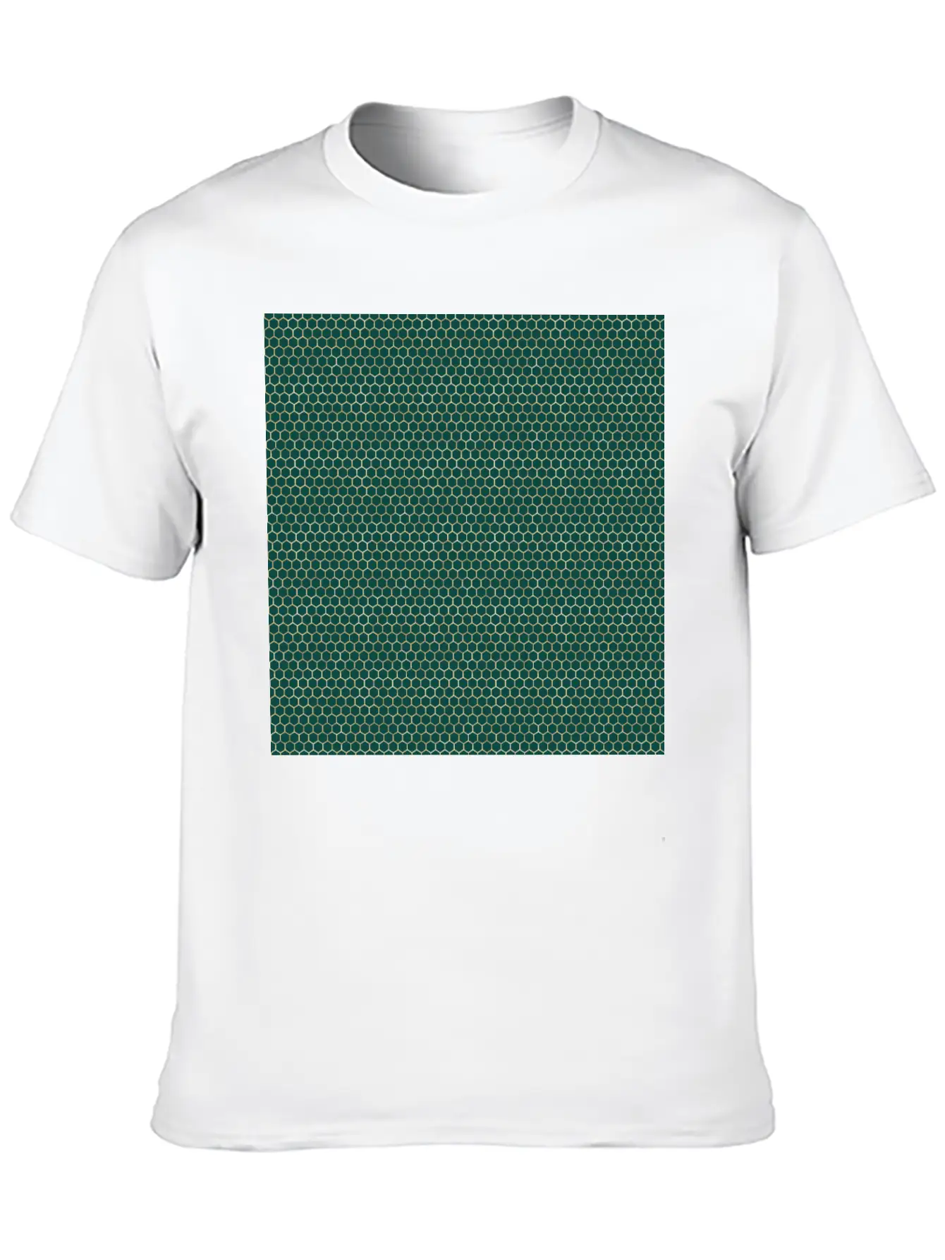 Emerald Green Gold Honeycomb Pattern Timeless Short Sleeve Tee – Comfy And Minimalist Design