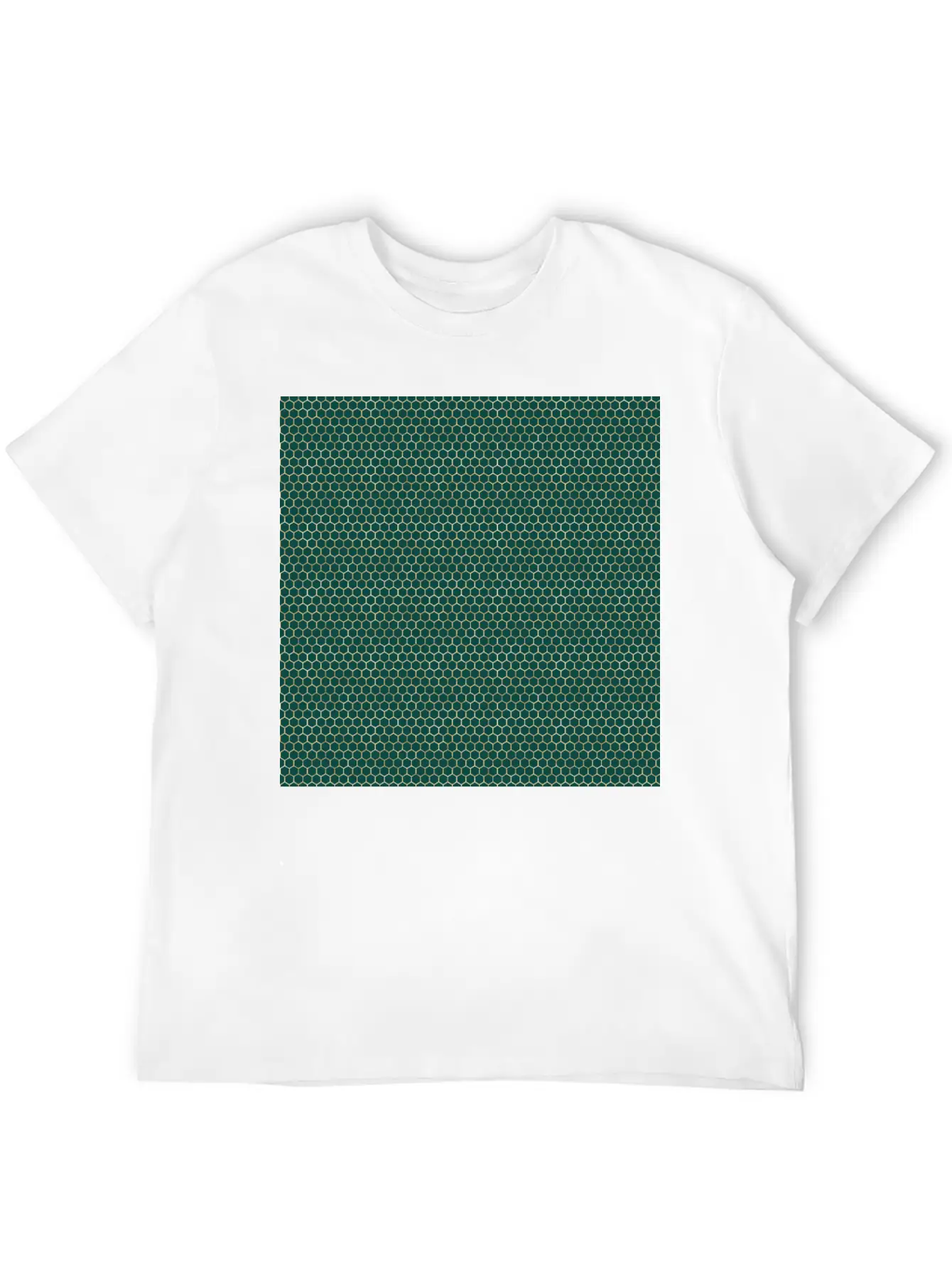 Emerald Green Gold Honeycomb Pattern Timeless Short Sleeve Tee – Comfy And Minimalist Design