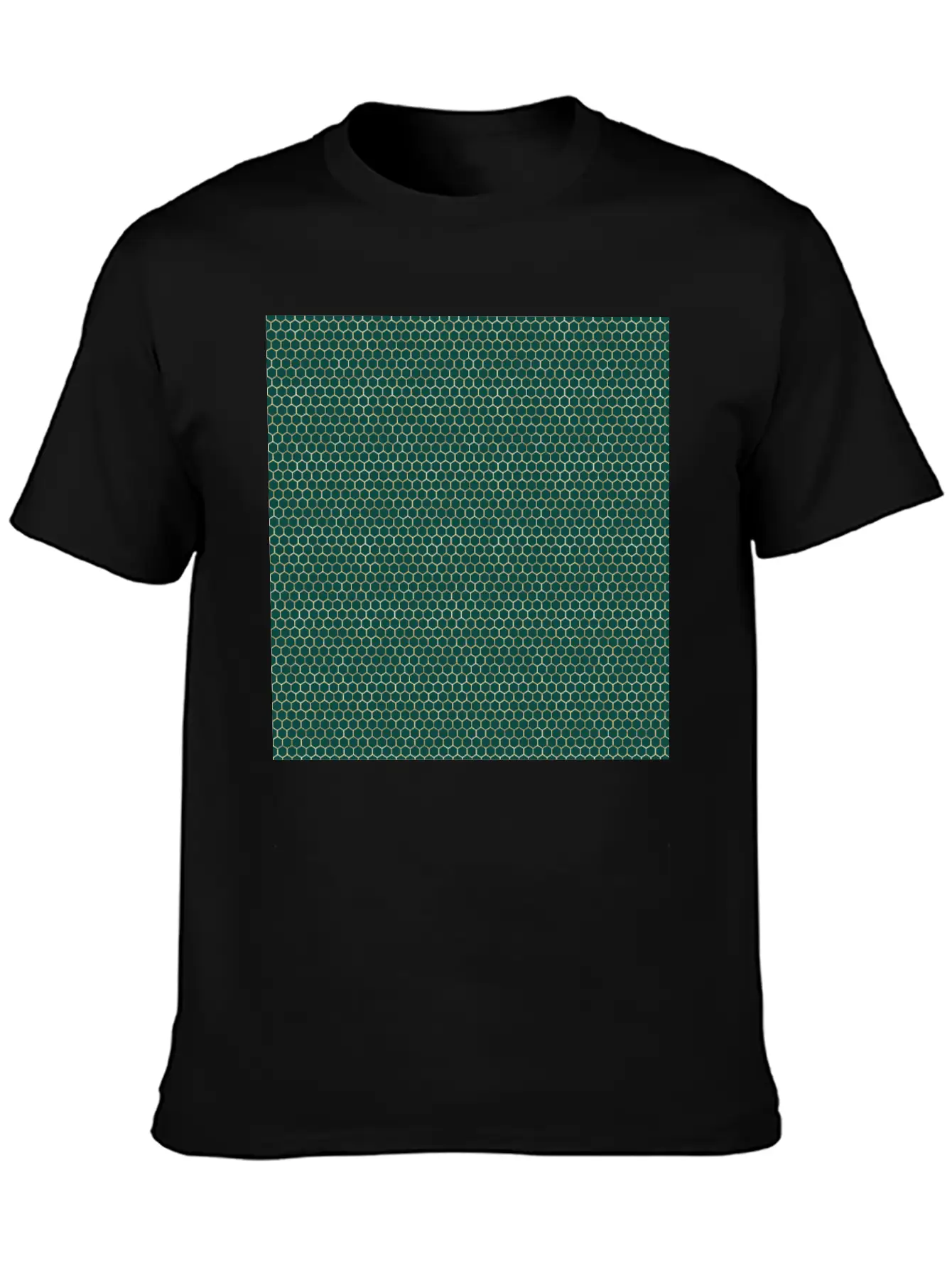 Emerald Green Gold Honeycomb Pattern Timeless Short Sleeve Tee – Comfy And Minimalist Design