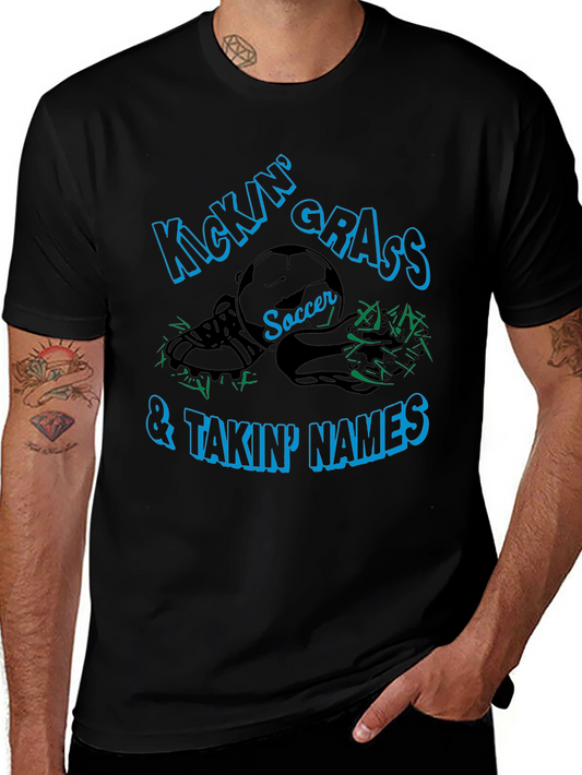 Kickin Grass Soccer Tee - Black Cotton