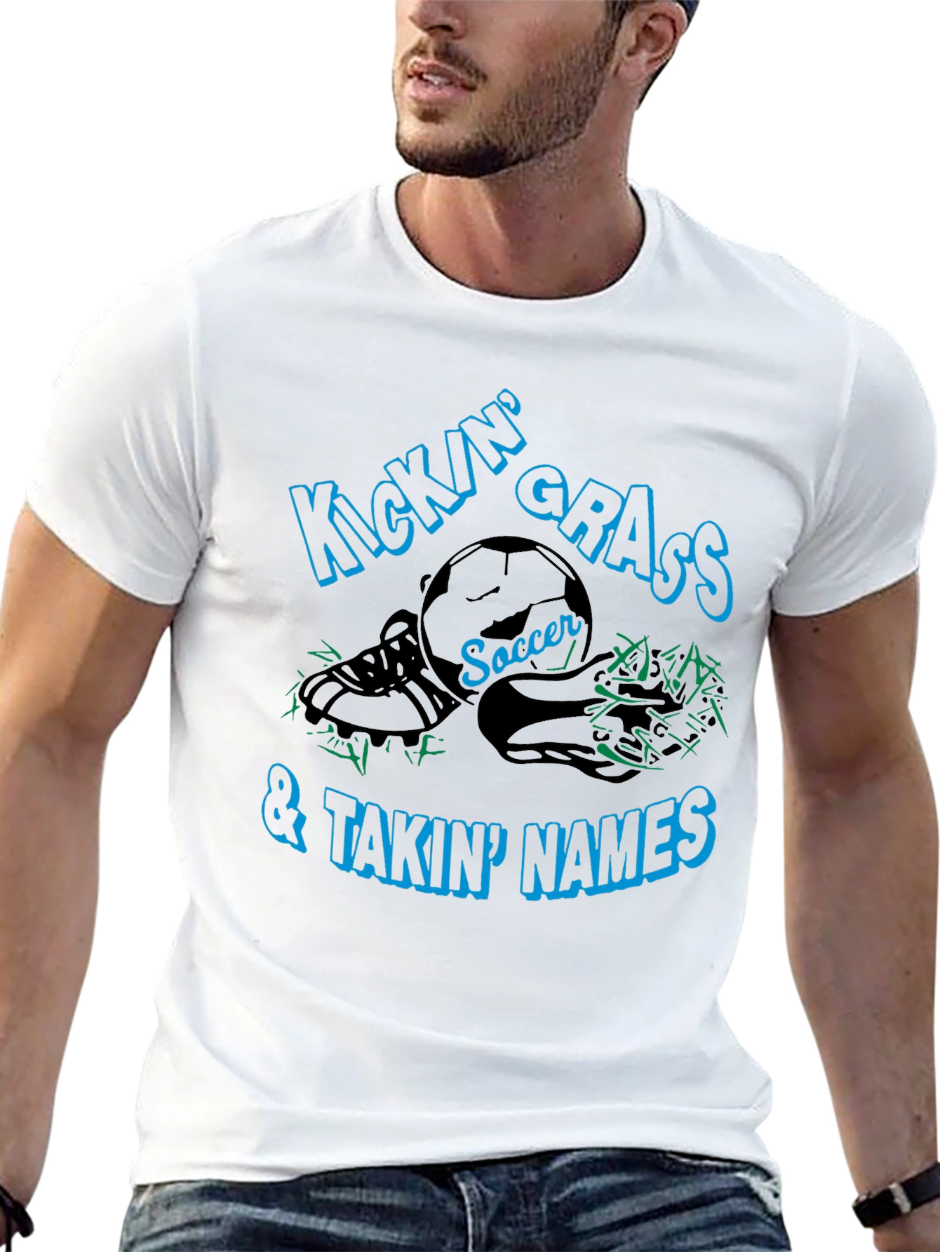 Kickin Grass Soccer Tee - Black Cotton
