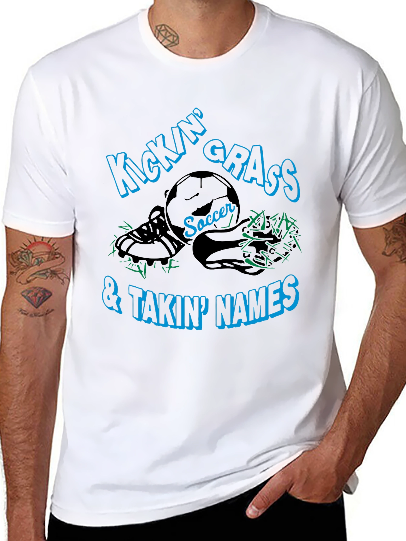 Kickin Grass Soccer Tee - Black Cotton