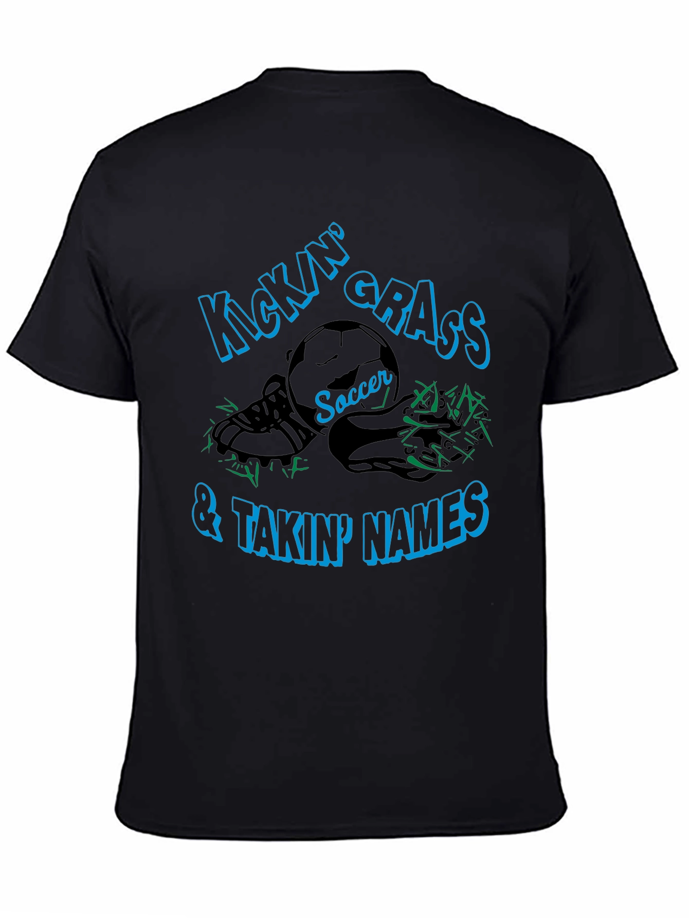 Kickin Grass Soccer Tee - Black Cotton