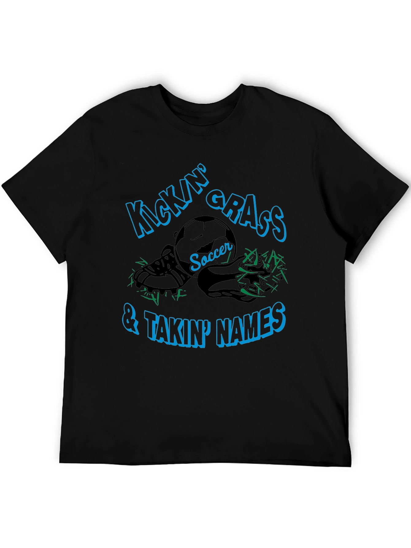 Kickin Grass Soccer Tee - Black Cotton