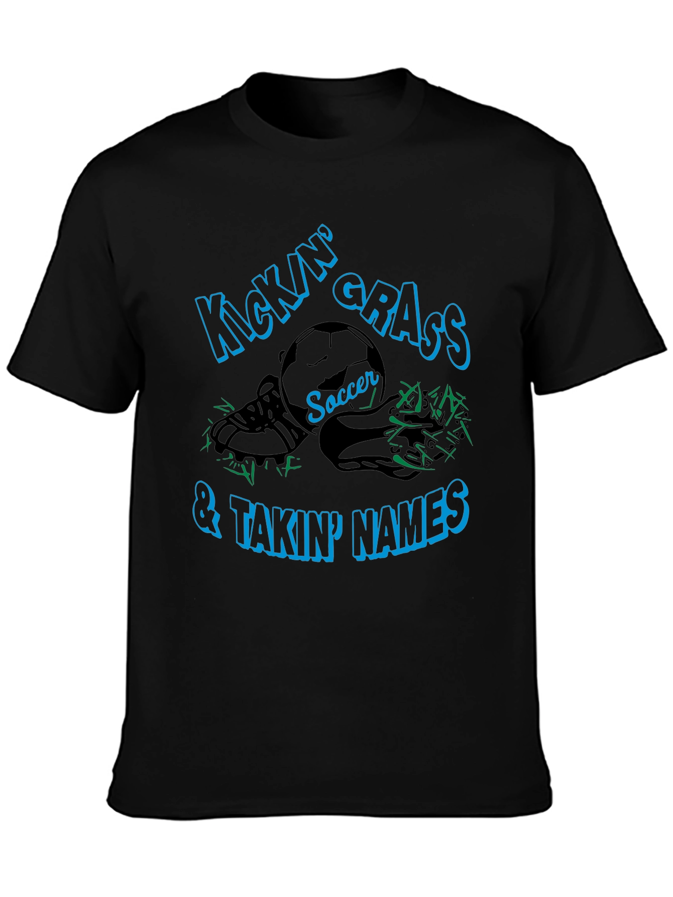 Kickin Grass Soccer Tee - Black Cotton