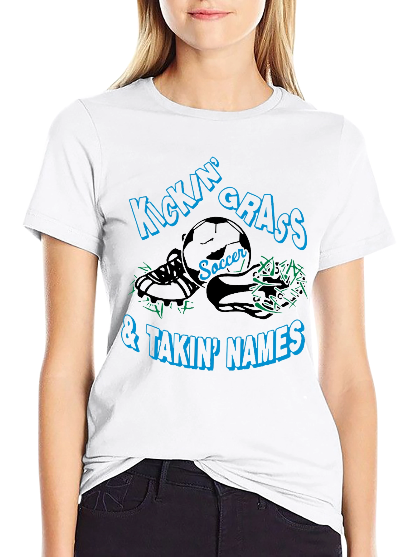 Kickin Grass Soccer Tee - Black Cotton