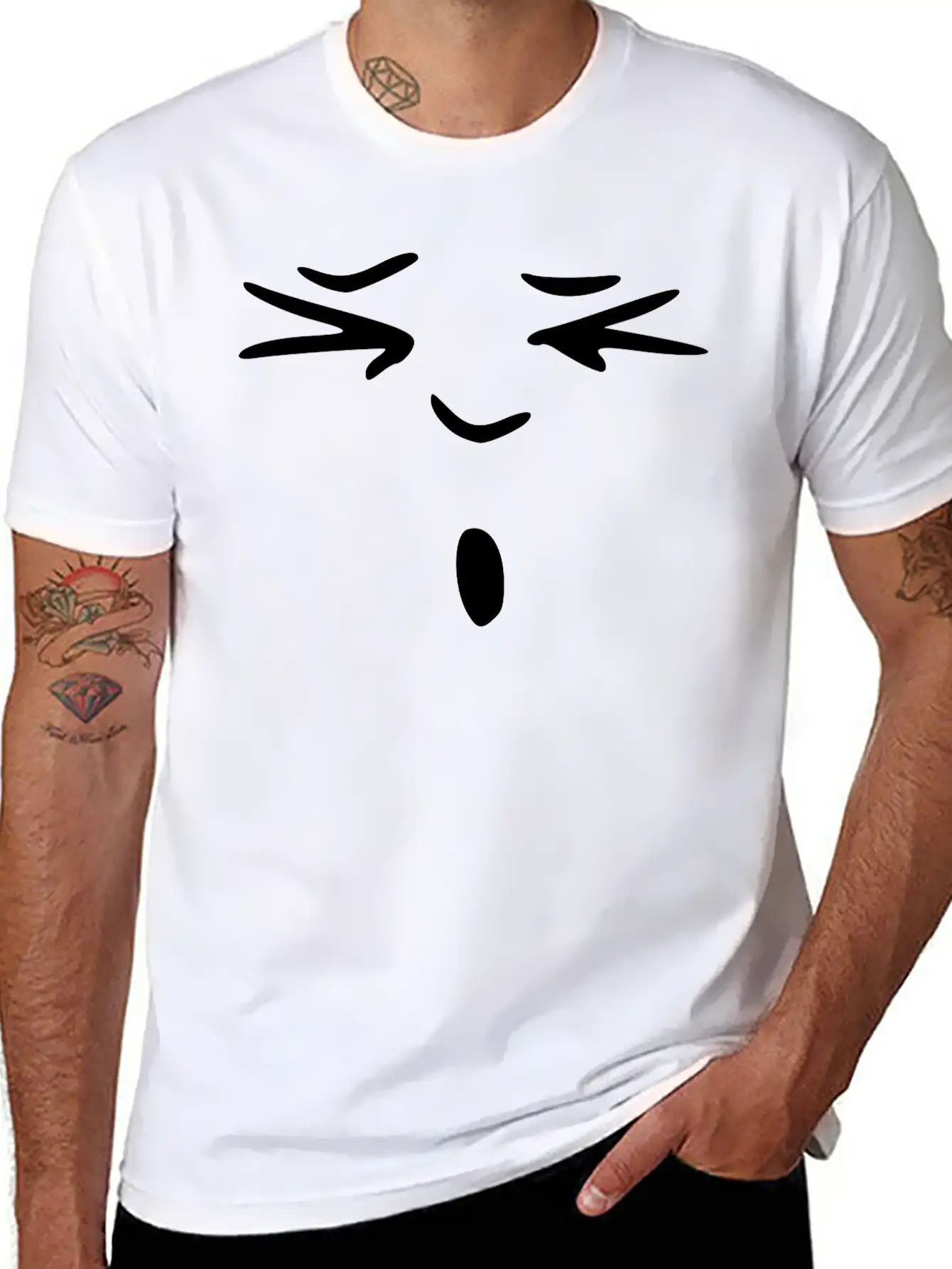 Emojis Sketch Amazed Unisex Short Sleeve Soft Cotton T-Shirt – Casual Everyday Wear