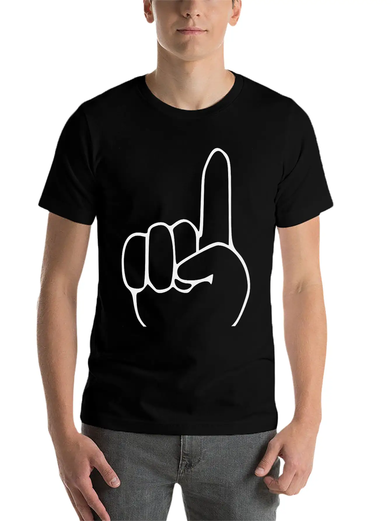 Emojis Sketch Finger Point Up Comfortable Minimalist Graphic Tee – Summer Style Essential