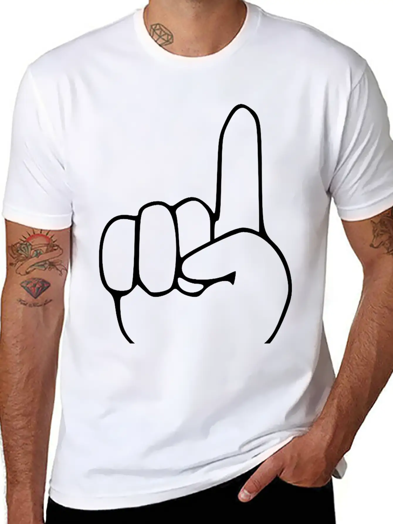 Emojis Sketch Finger Point Up Comfortable Minimalist Graphic Tee – Summer Style Essential