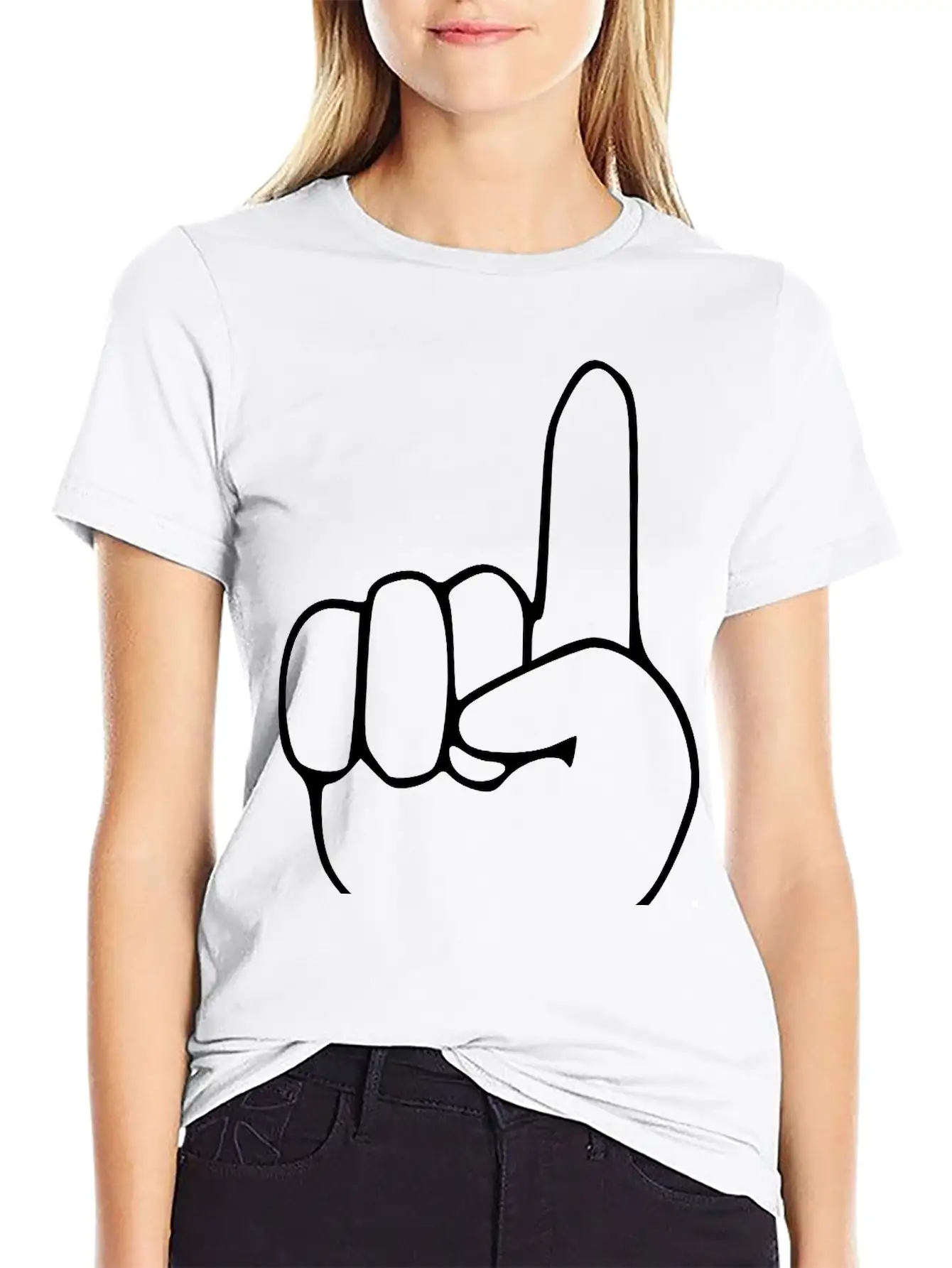 Emojis Sketch Finger Point Up Comfortable Minimalist Graphic Tee – Summer Style Essential
