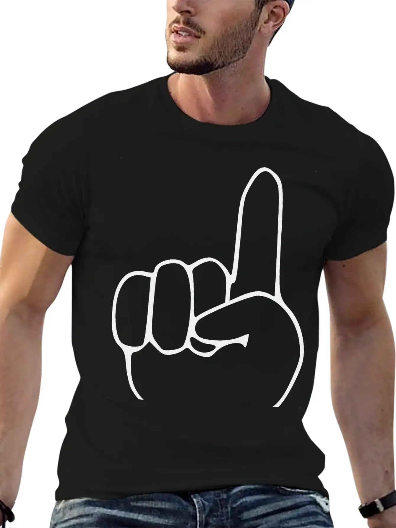 Emojis Sketch Finger Point Up Comfortable Minimalist Graphic Tee – Summer Style Essential