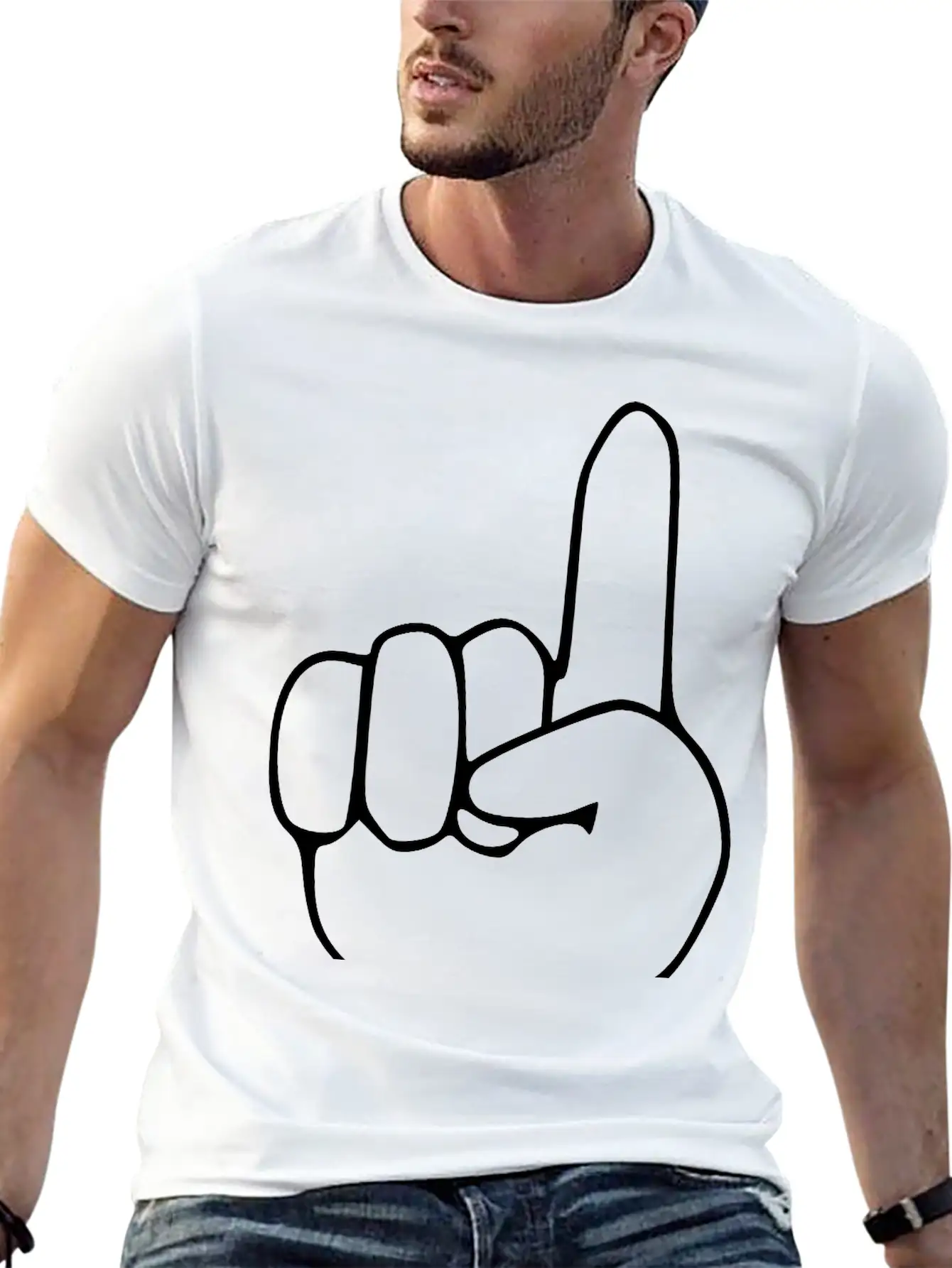 Emojis Sketch Finger Point Up Comfortable Minimalist Graphic Tee – Summer Style Essential