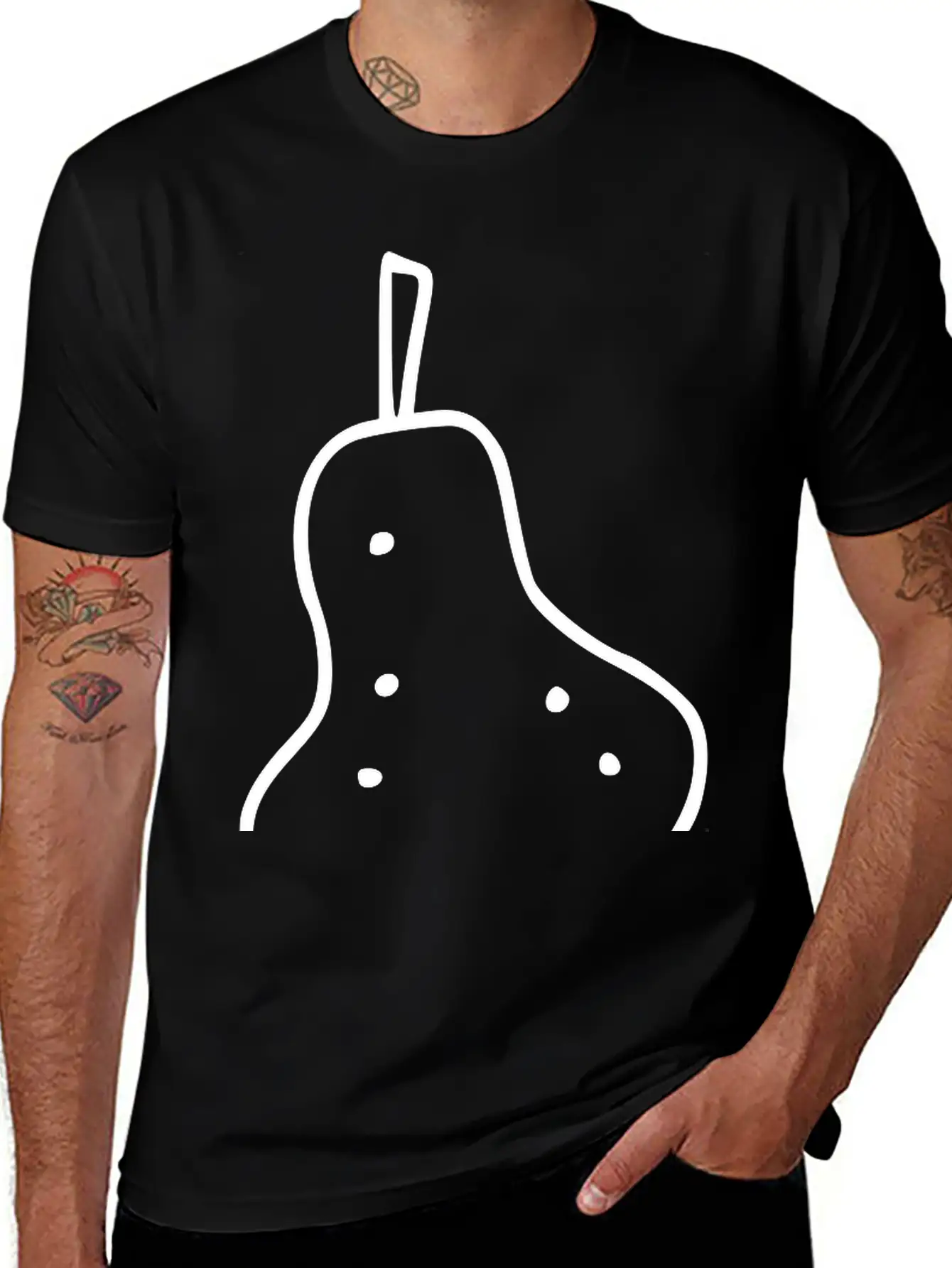 Emojis Sketch Pear Stylish Everyday T-Shirt – Unisex Basic Cotton Tee