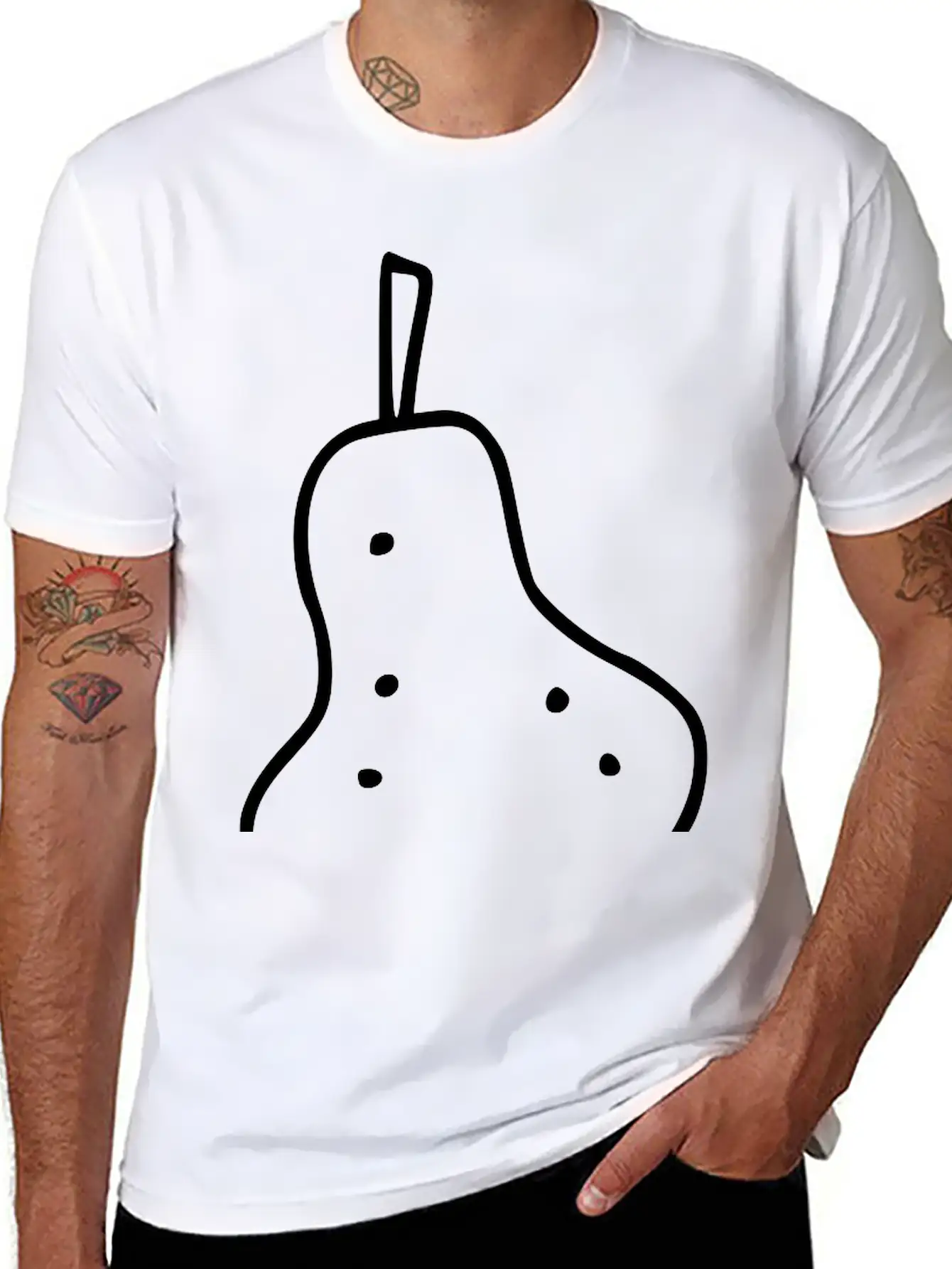 Emojis Sketch Pear Stylish Everyday T-Shirt – Unisex Basic Cotton Tee
