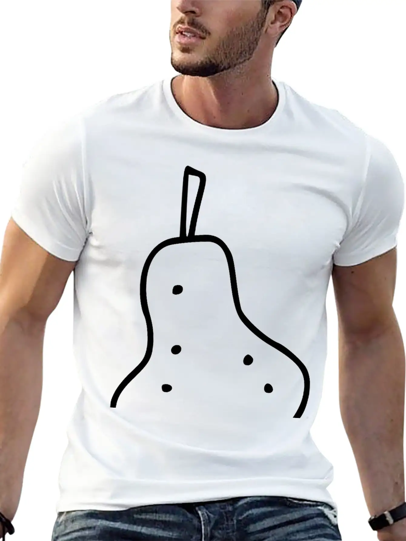 Emojis Sketch Pear Stylish Everyday T-Shirt – Unisex Basic Cotton Tee