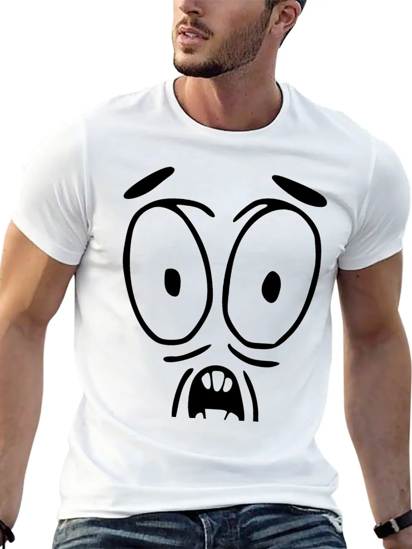 Emojis Sketch Surprised Essential Unisex Summer Tee – Soft Cotton Casual Fit