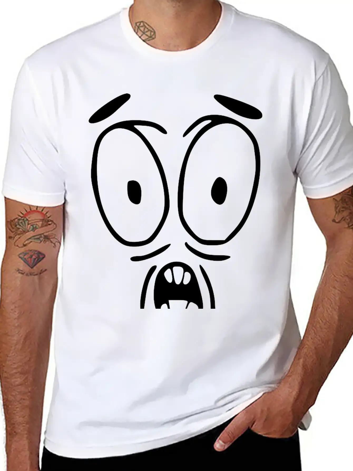 Emojis Sketch Surprised Essential Unisex Summer Tee – Soft Cotton Casual Fit