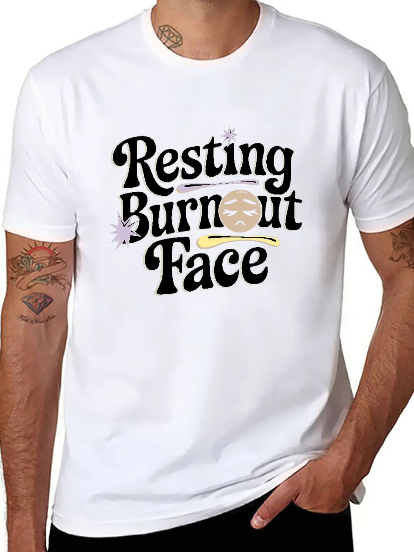 Emotional Burnout Humor Funny Stress Quotes Unisex Short Sleeve Soft Cotton T-Shirt – Casual Everyday Wear
