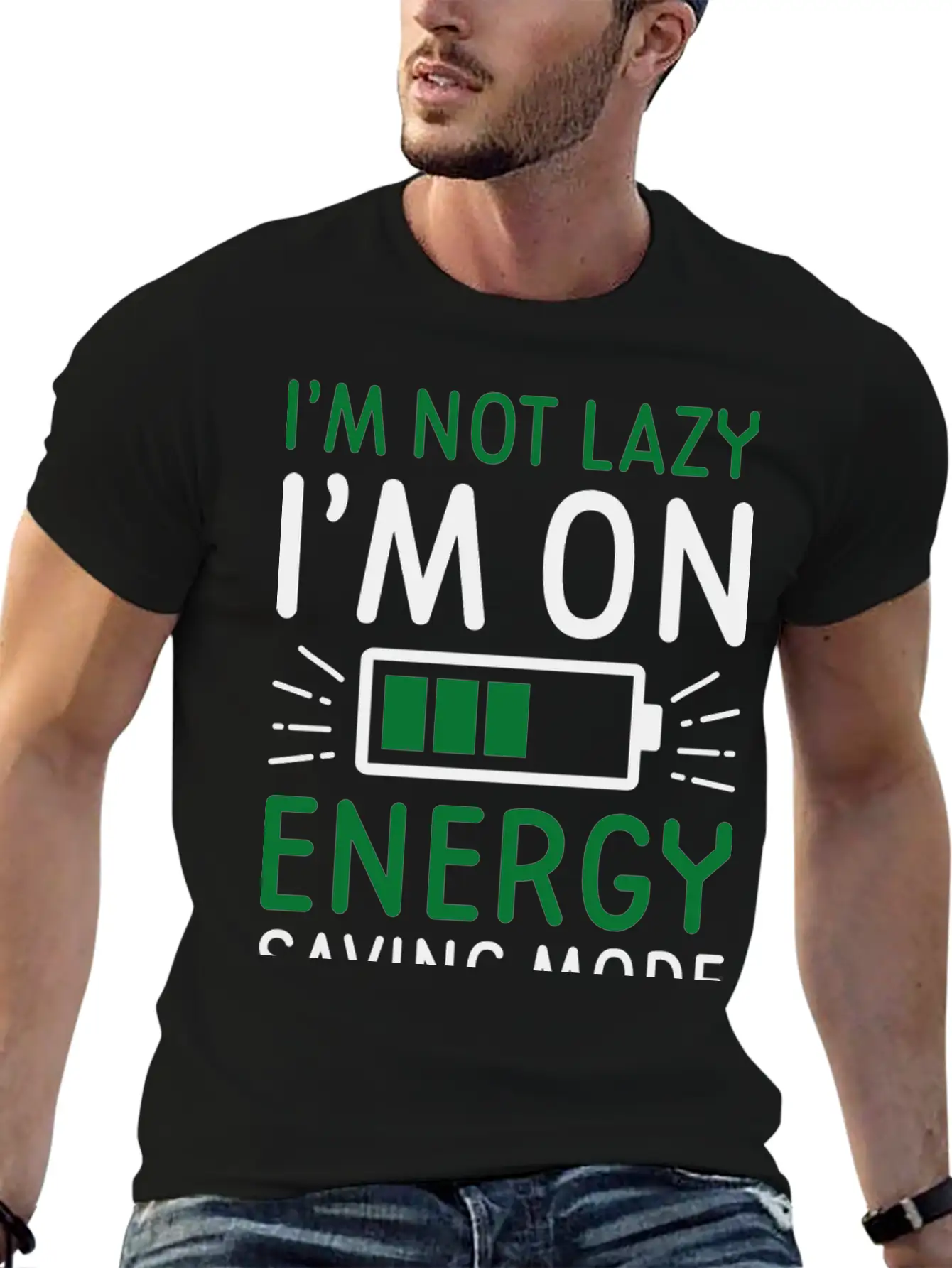 Energy Saving Mode Unisex Short Sleeve Soft Cotton T-Shirt – Casual Everyday Wear