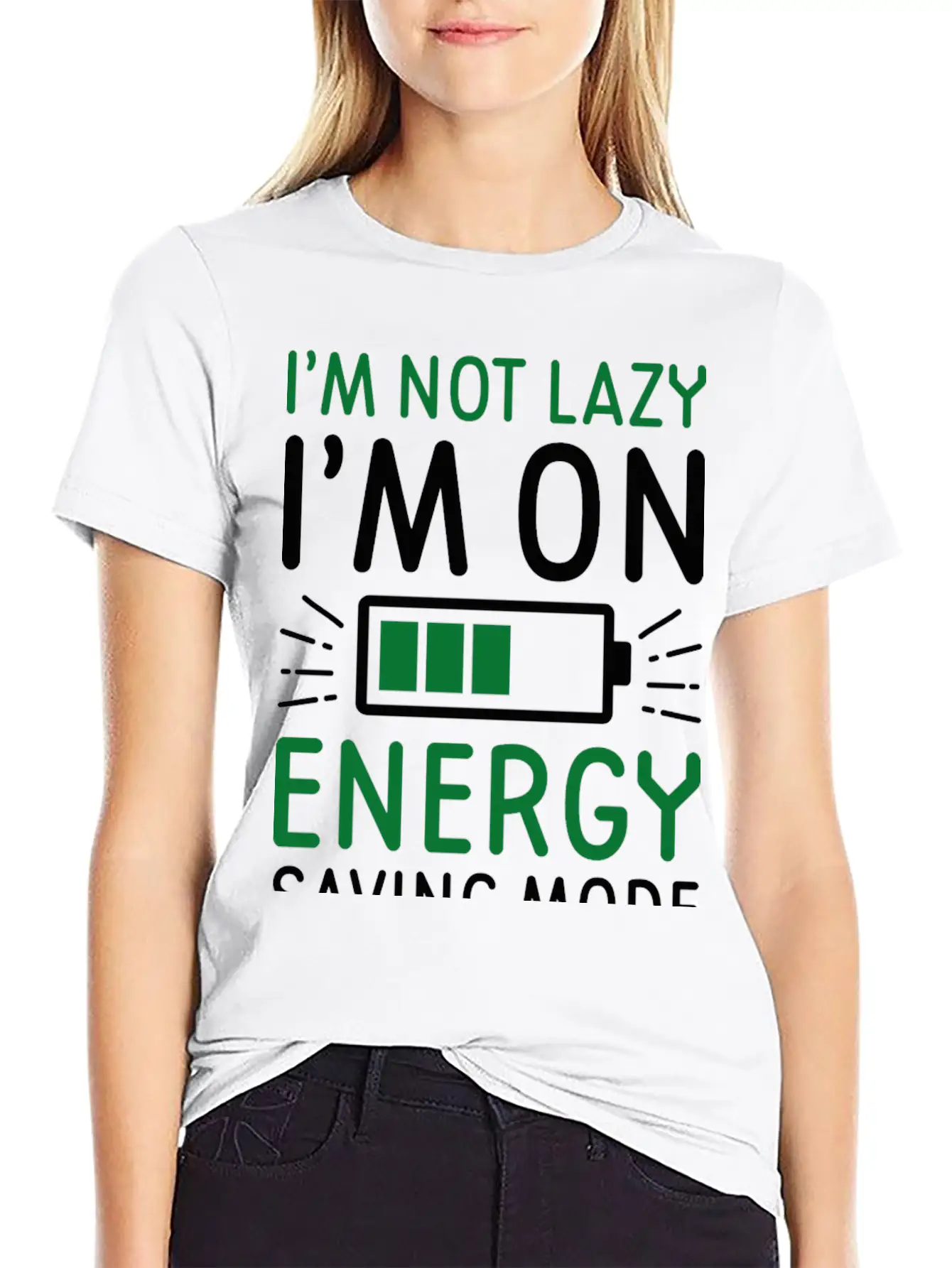Energy Saving Mode Unisex Short Sleeve Soft Cotton T-Shirt – Casual Everyday Wear