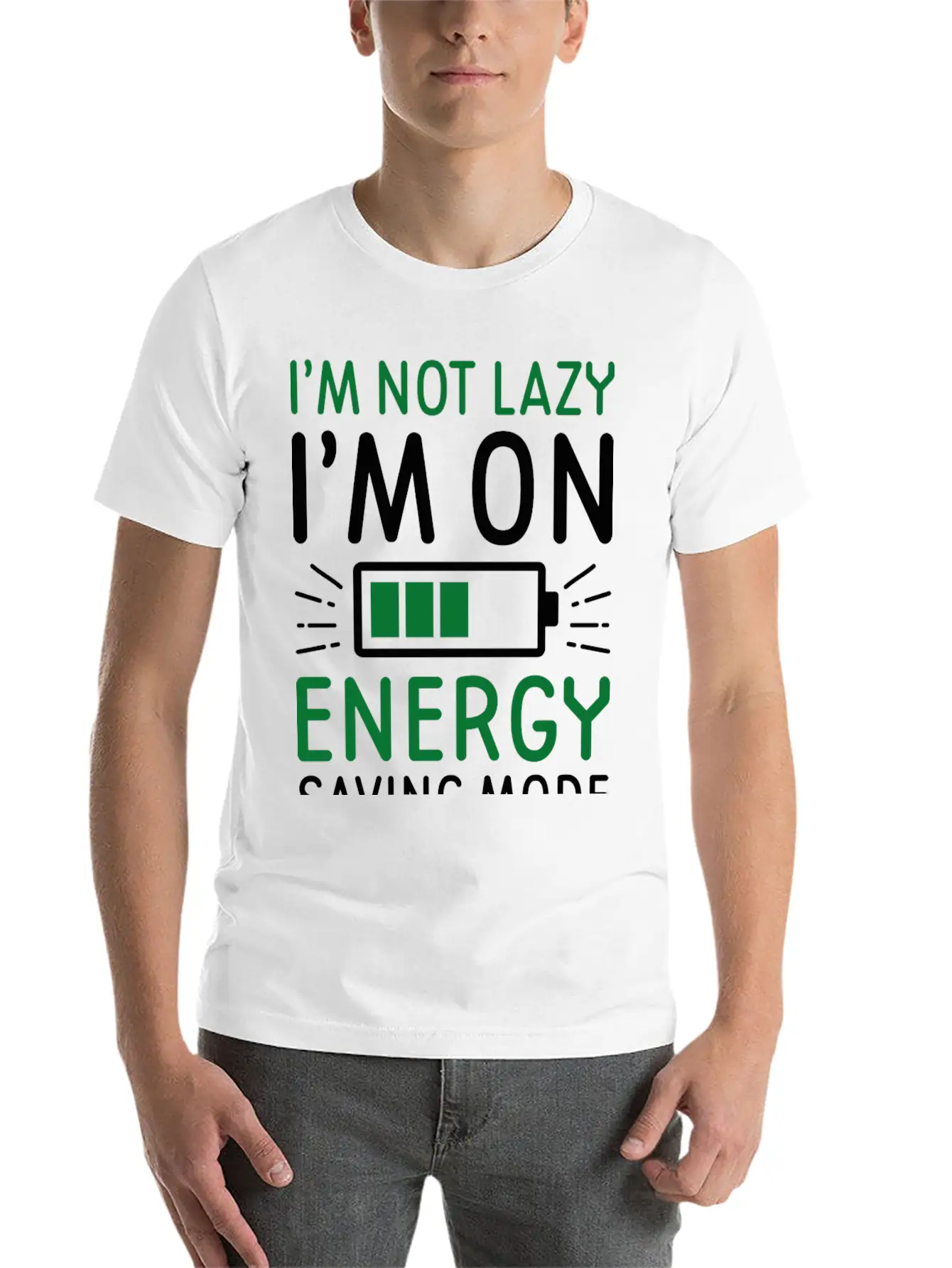 Energy Saving Mode Unisex Short Sleeve Soft Cotton T-Shirt – Casual Everyday Wear
