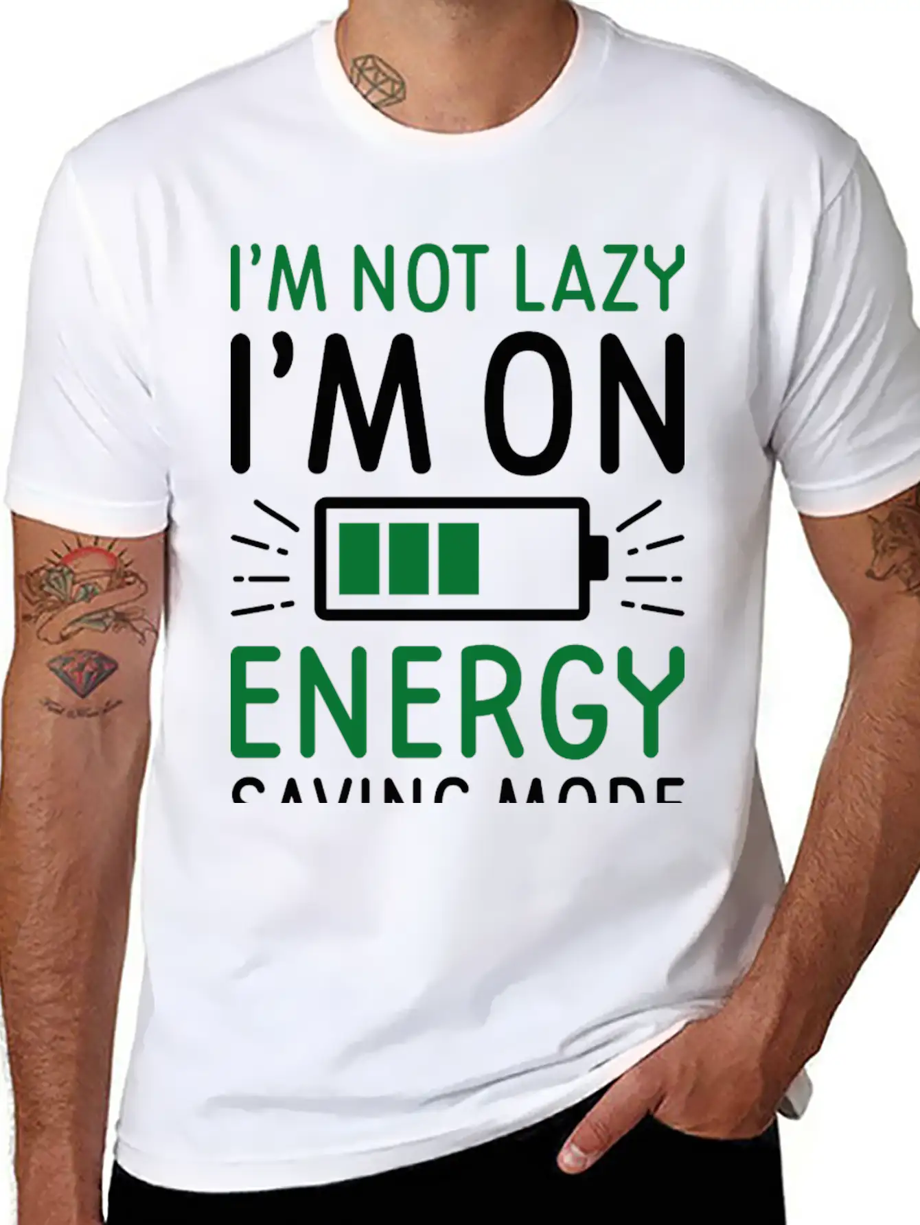 Energy Saving Mode Unisex Short Sleeve Soft Cotton T-Shirt – Casual Everyday Wear