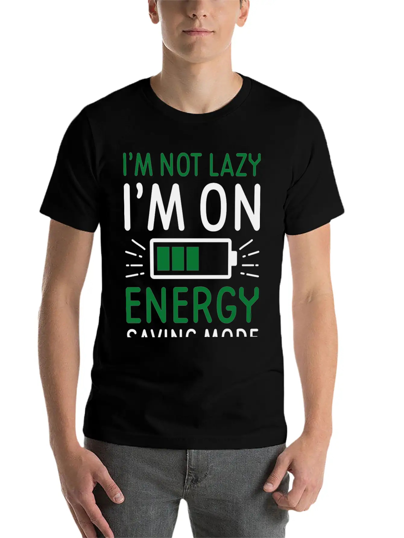 Energy Saving Mode Unisex Short Sleeve Soft Cotton T-Shirt – Casual Everyday Wear