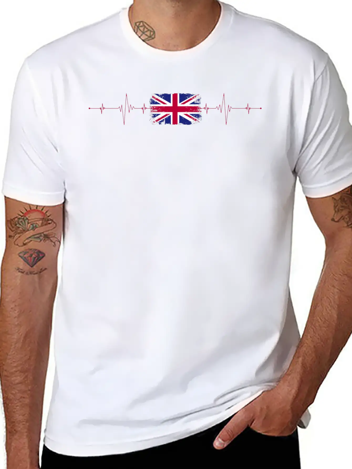 England Flag Heartbeat Unisex Short Sleeve Soft Cotton T-Shirt – Casual Everyday Wear
