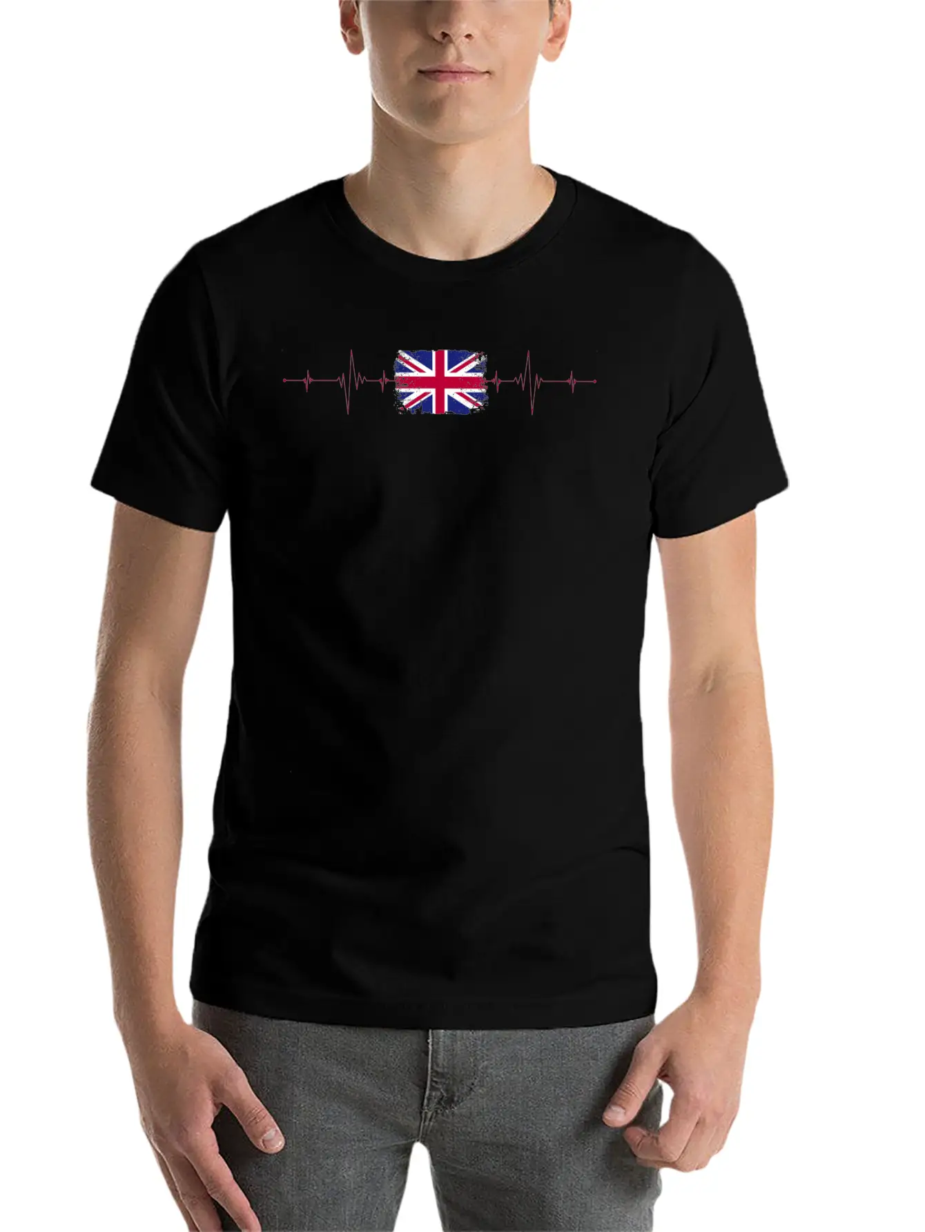 England Flag Heartbeat Unisex Short Sleeve Soft Cotton T-Shirt – Casual Everyday Wear
